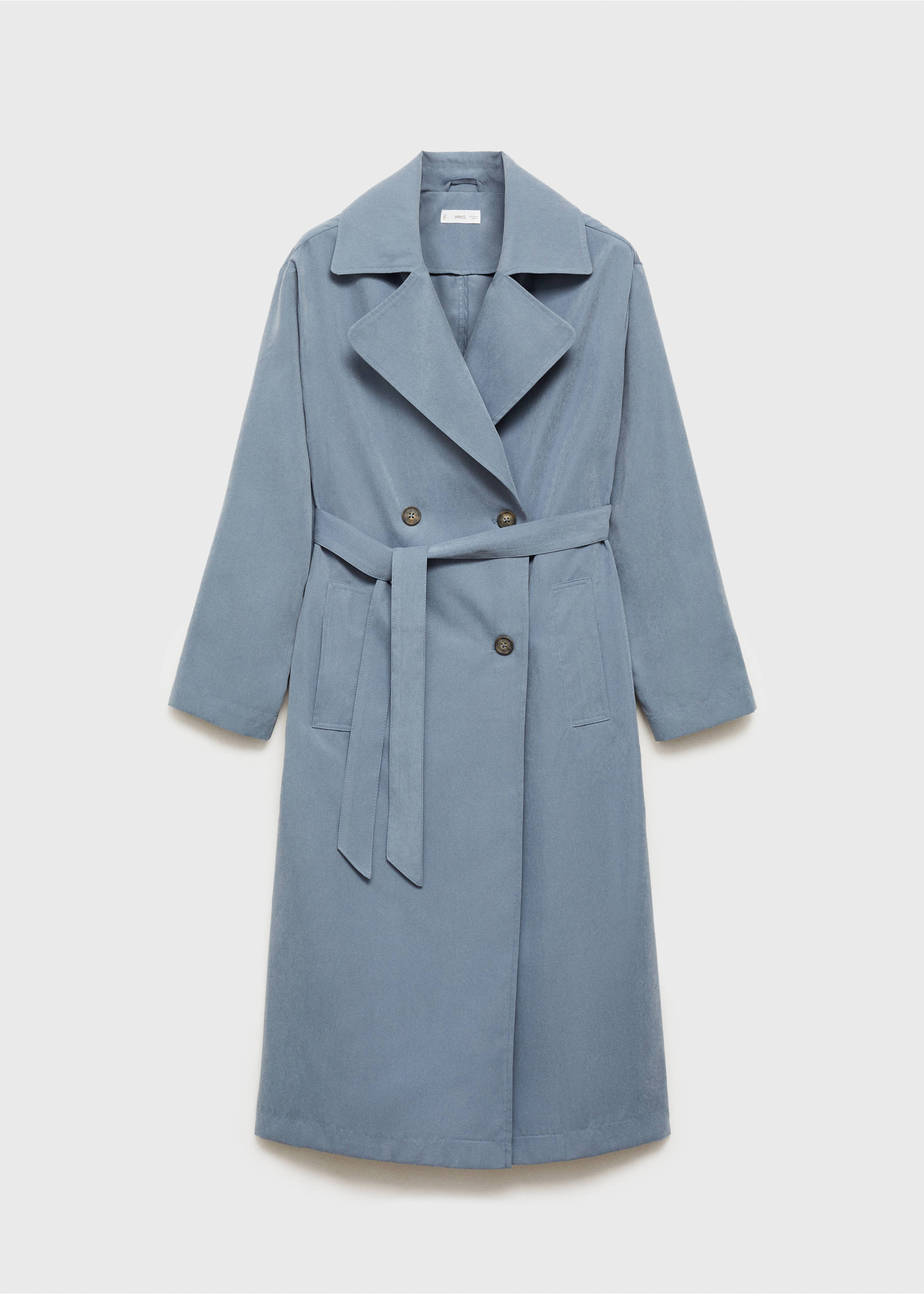 Fließender Trenchcoat mit Gürtel - Artikel ohne Model, Blau. Ref: 87072536-00.