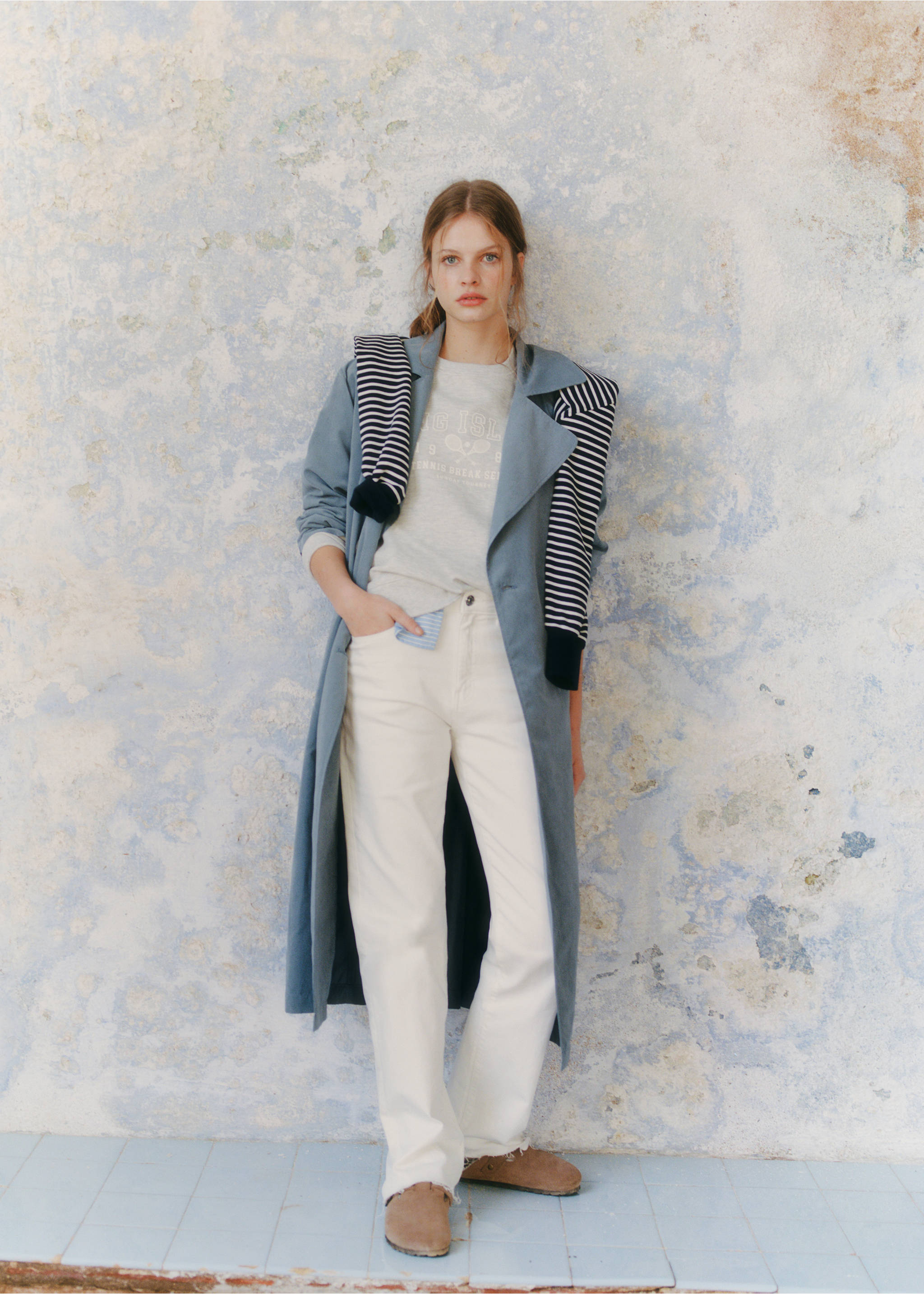 Trench fluido cinturón - Detalle del artículo 5, Azul. Ref: 87072536-00.