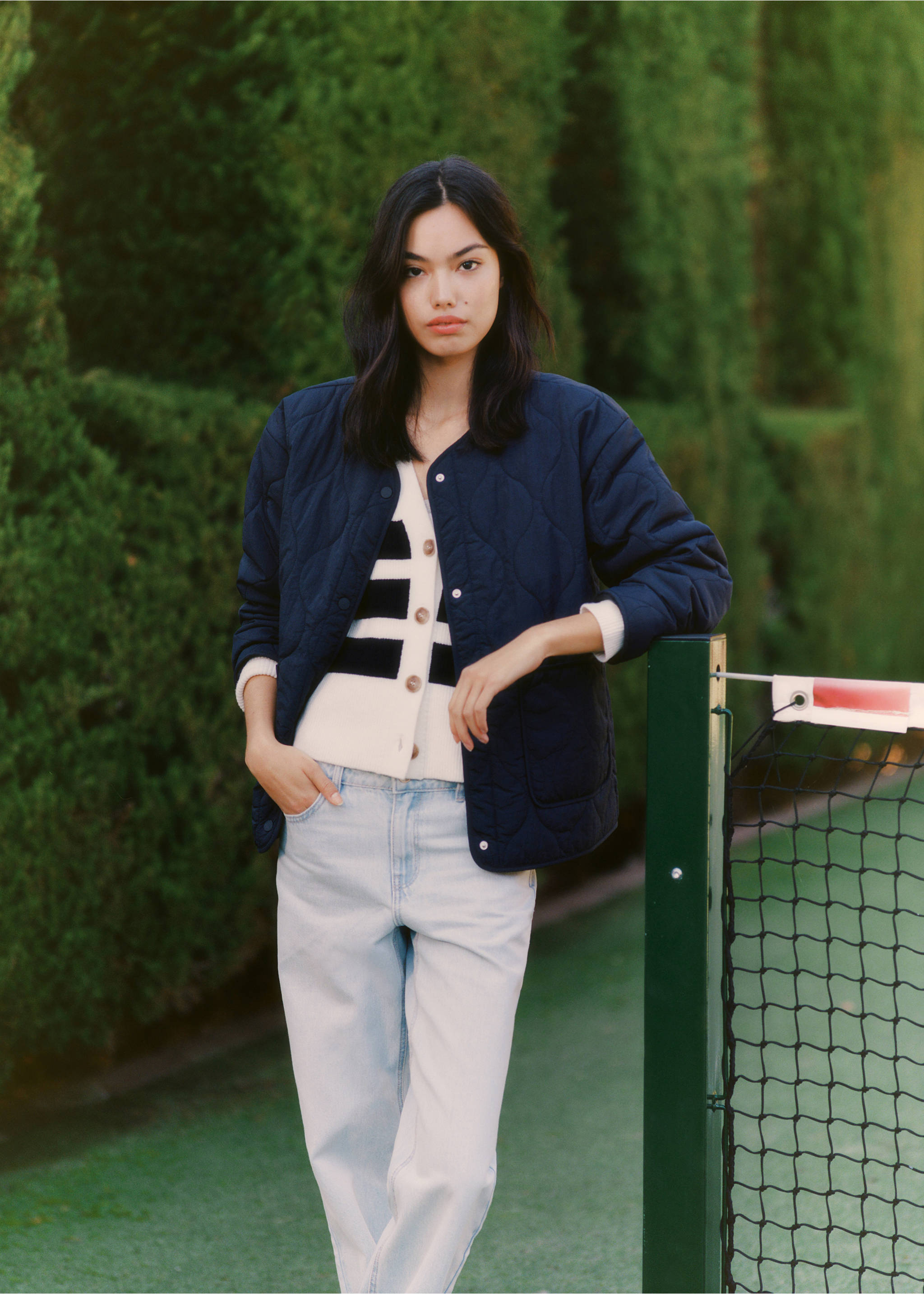 Pocket quilted jacket - Details of the article 5, Dark Navy. Ref: 87072539-00.