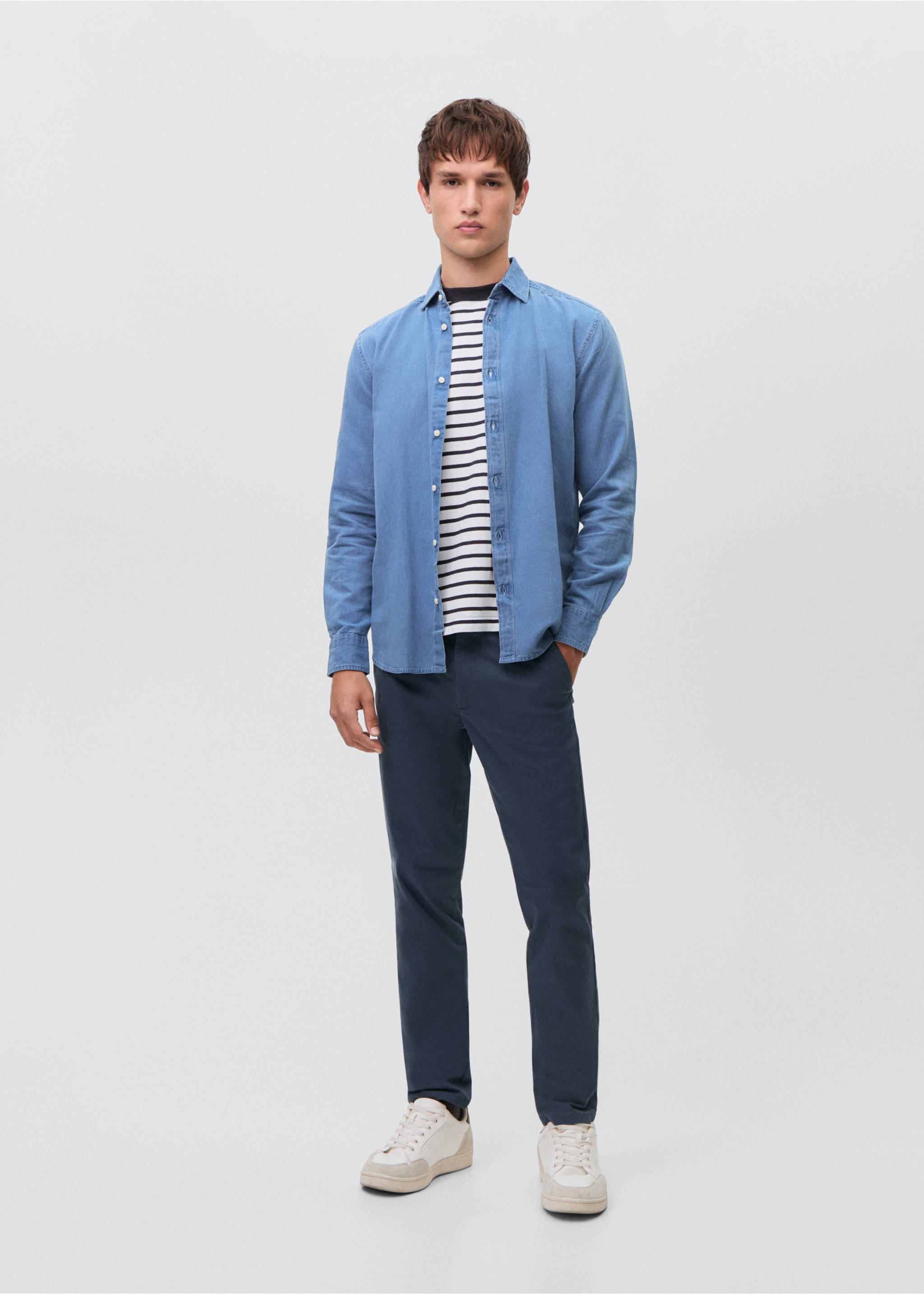 Chinohose aus Baumwolle - Allgemeine Ansicht, Dunkles Marineblau. Ref: 87072541-00.