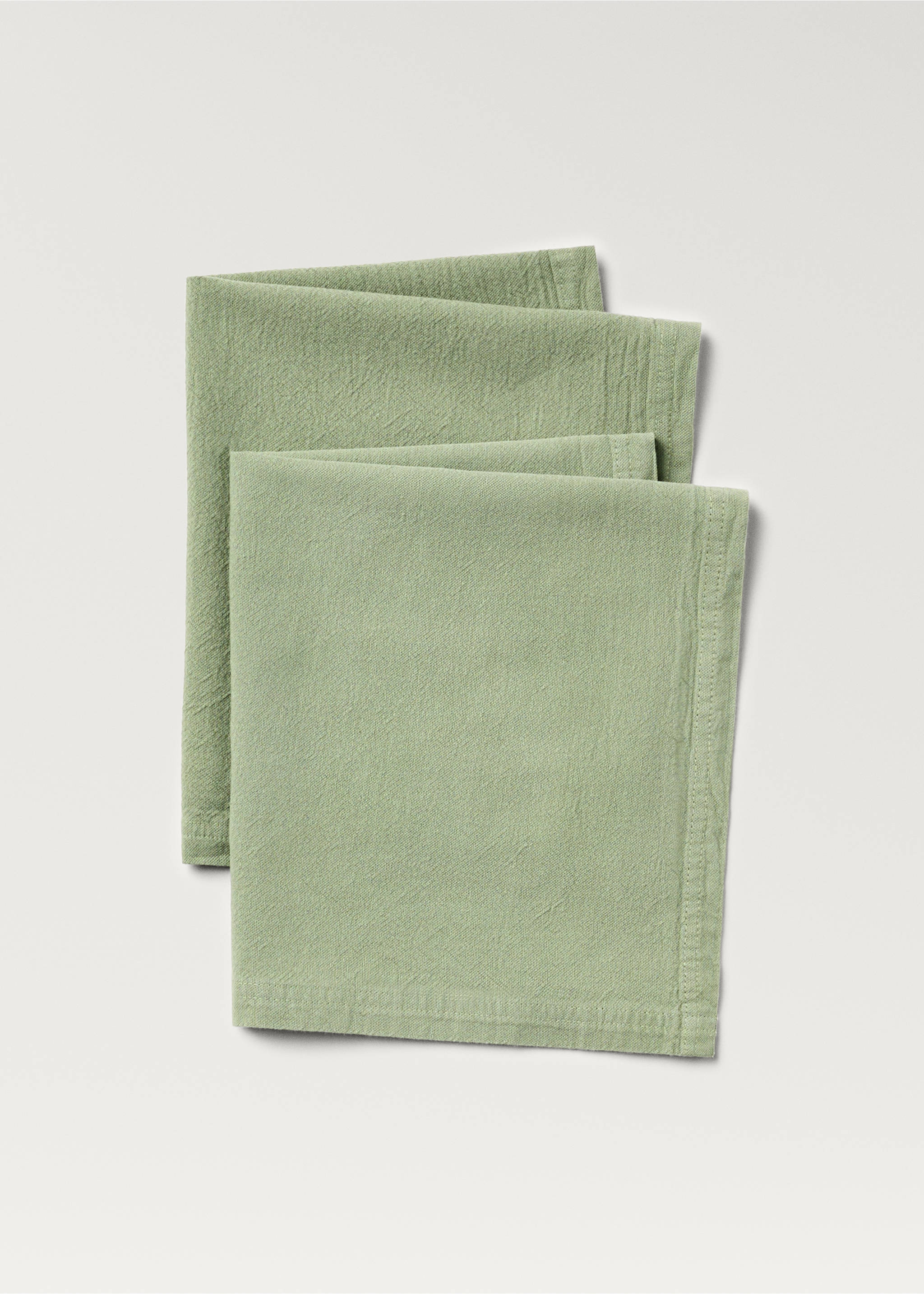 Garment dyed cotton napkins - Details of the article 1, Mint Green. Ref: 87072546-00.