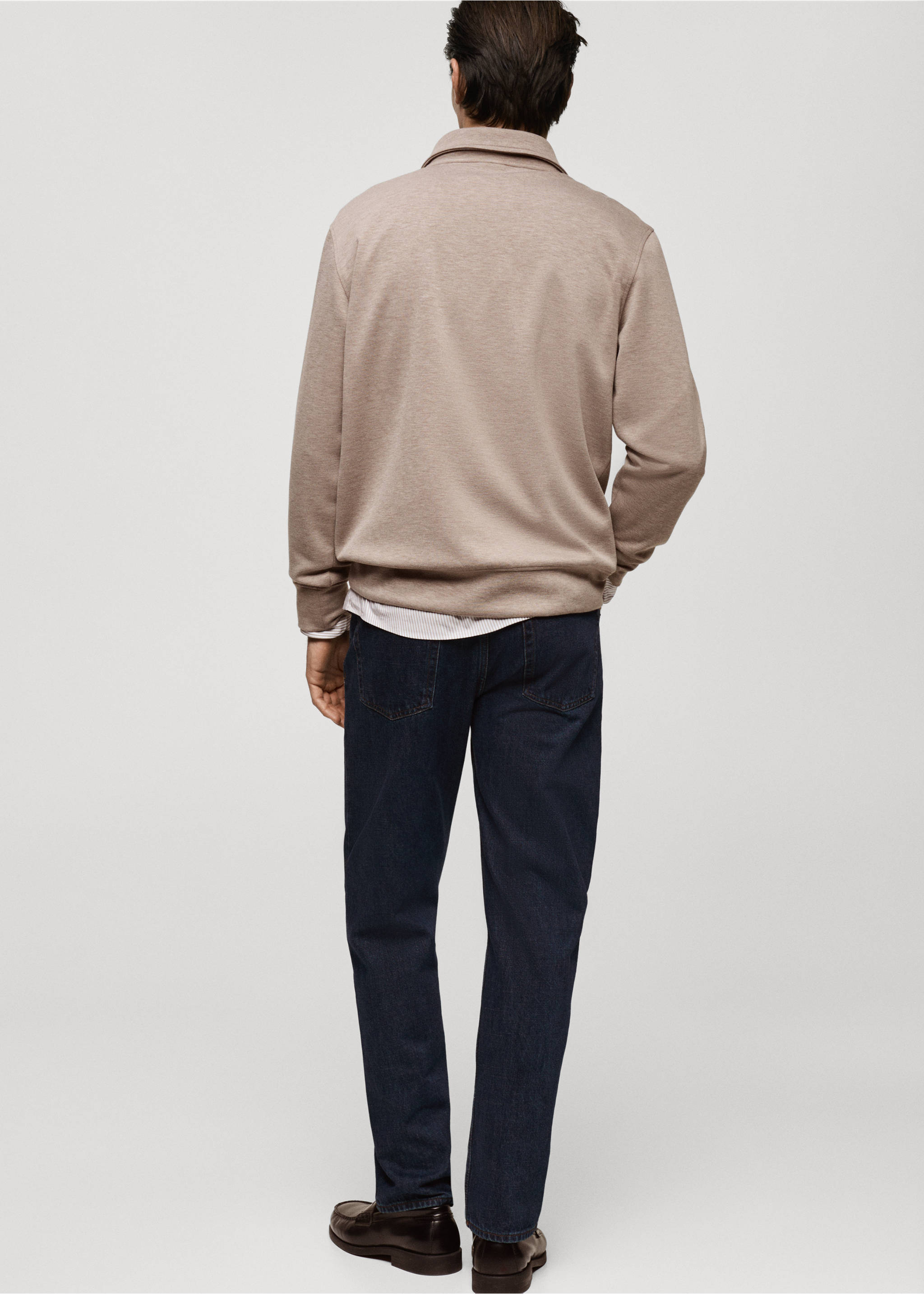 Sweat-shirt regular-fit col zippé - Verso de l’article, Gris vison. Ref: 87072888-00.