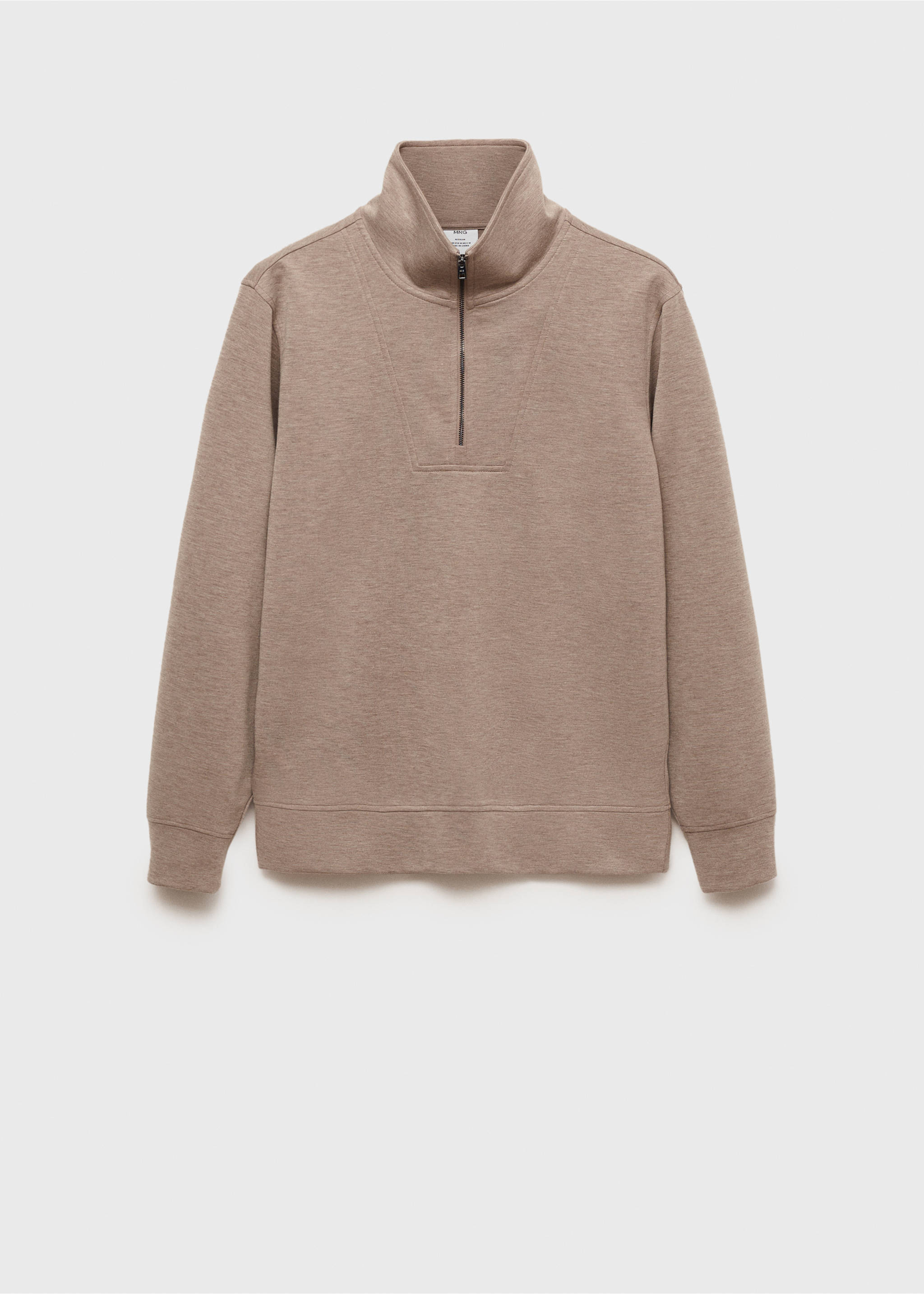 Sweat-shirt regular-fit col zippé - Article sans modèle, Gris vison. Ref: 87072888-00.