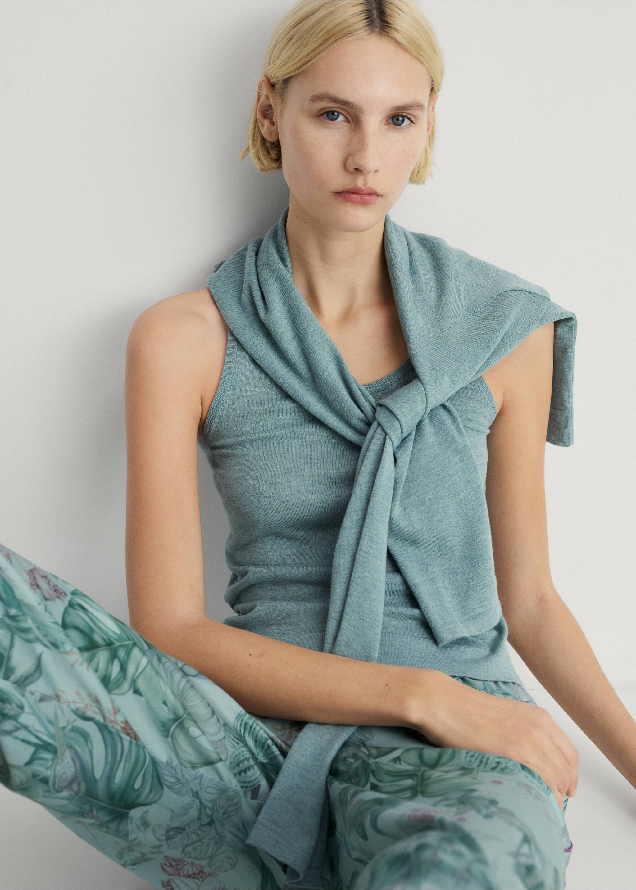 Camiseta punto tirantes - Detalle del artículo 1, Verde menta. Ref: 87072892-00.