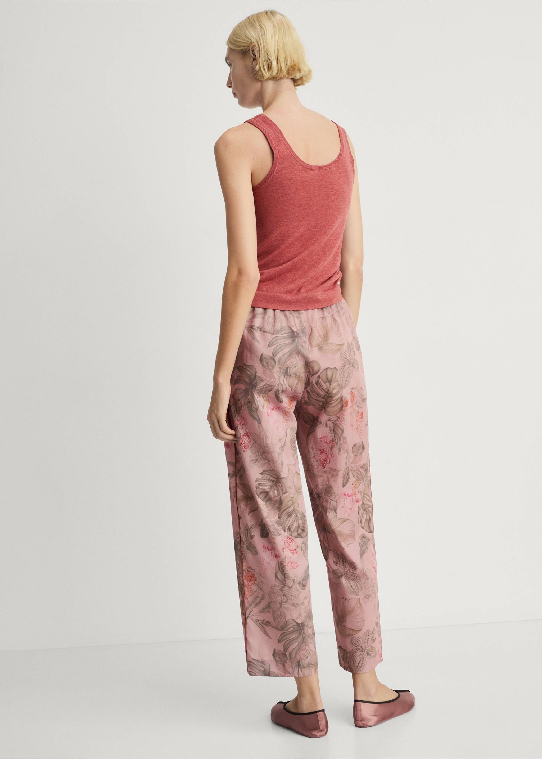 Rib-knit tank top - Reverse of the article, Medium Pink. Ref: 87072892-00.