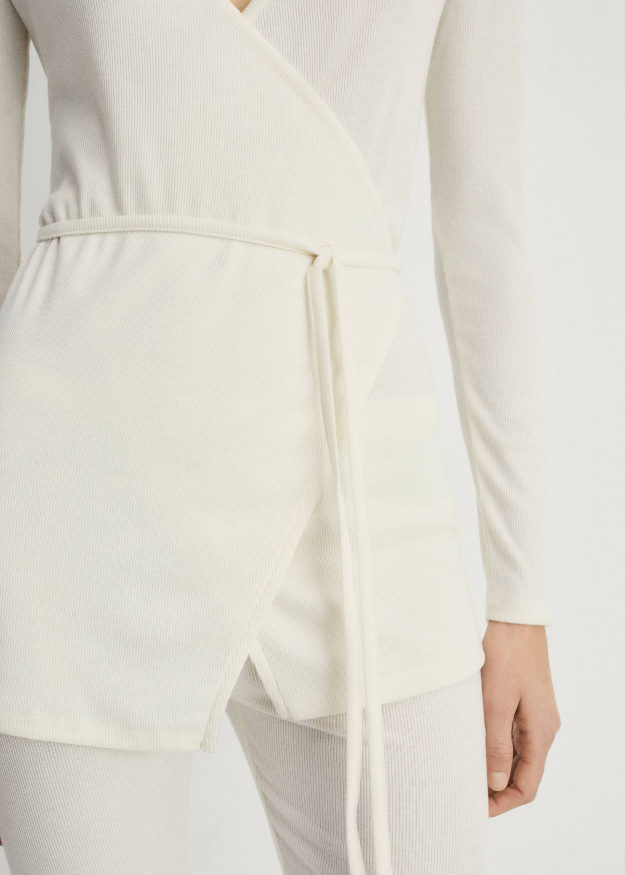 Rib-knit cardigan with tie - Details of the article 6