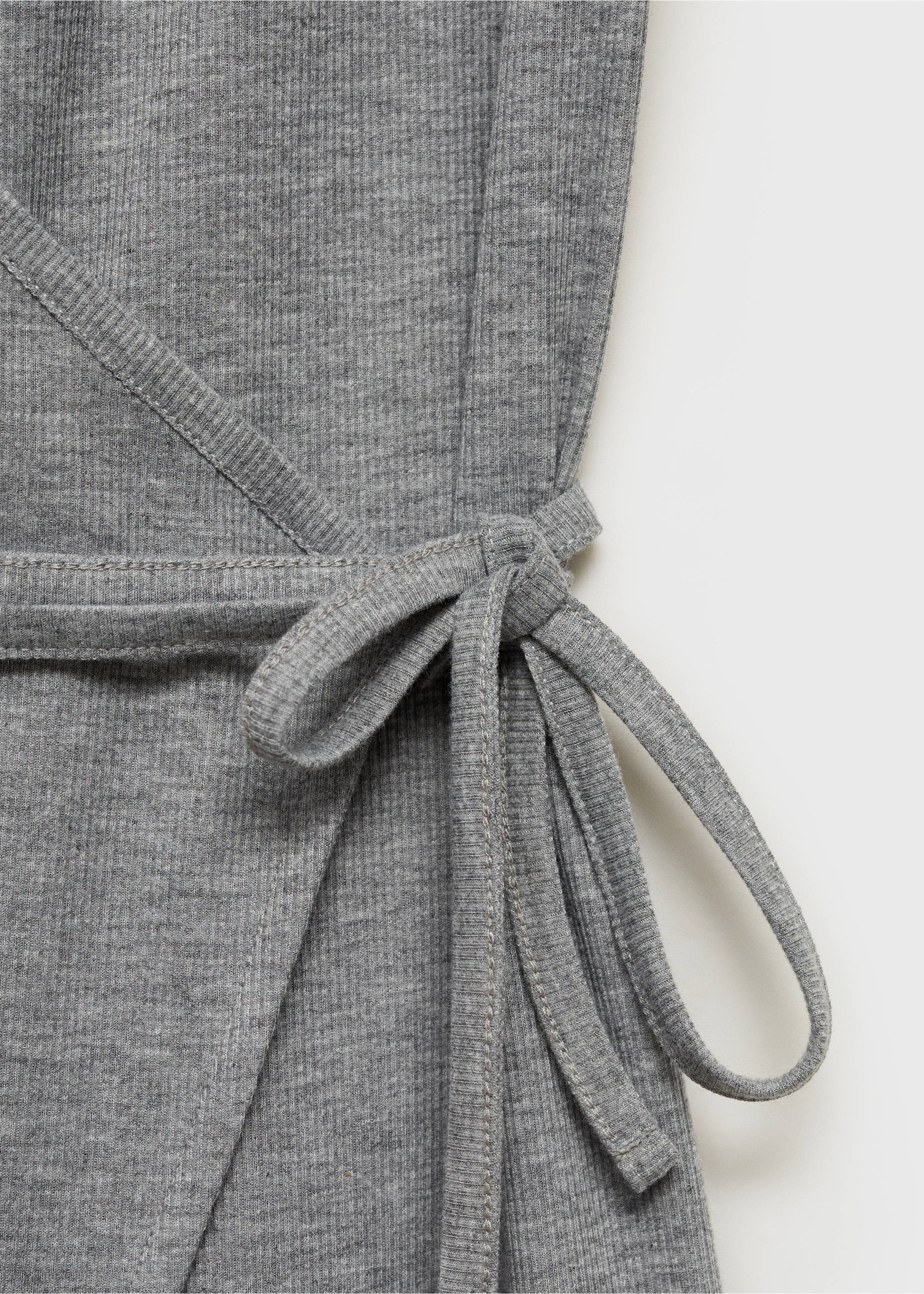 Rib-knit cardigan with tie - Details of the article 0, Grey. Ref: 87072893-00.