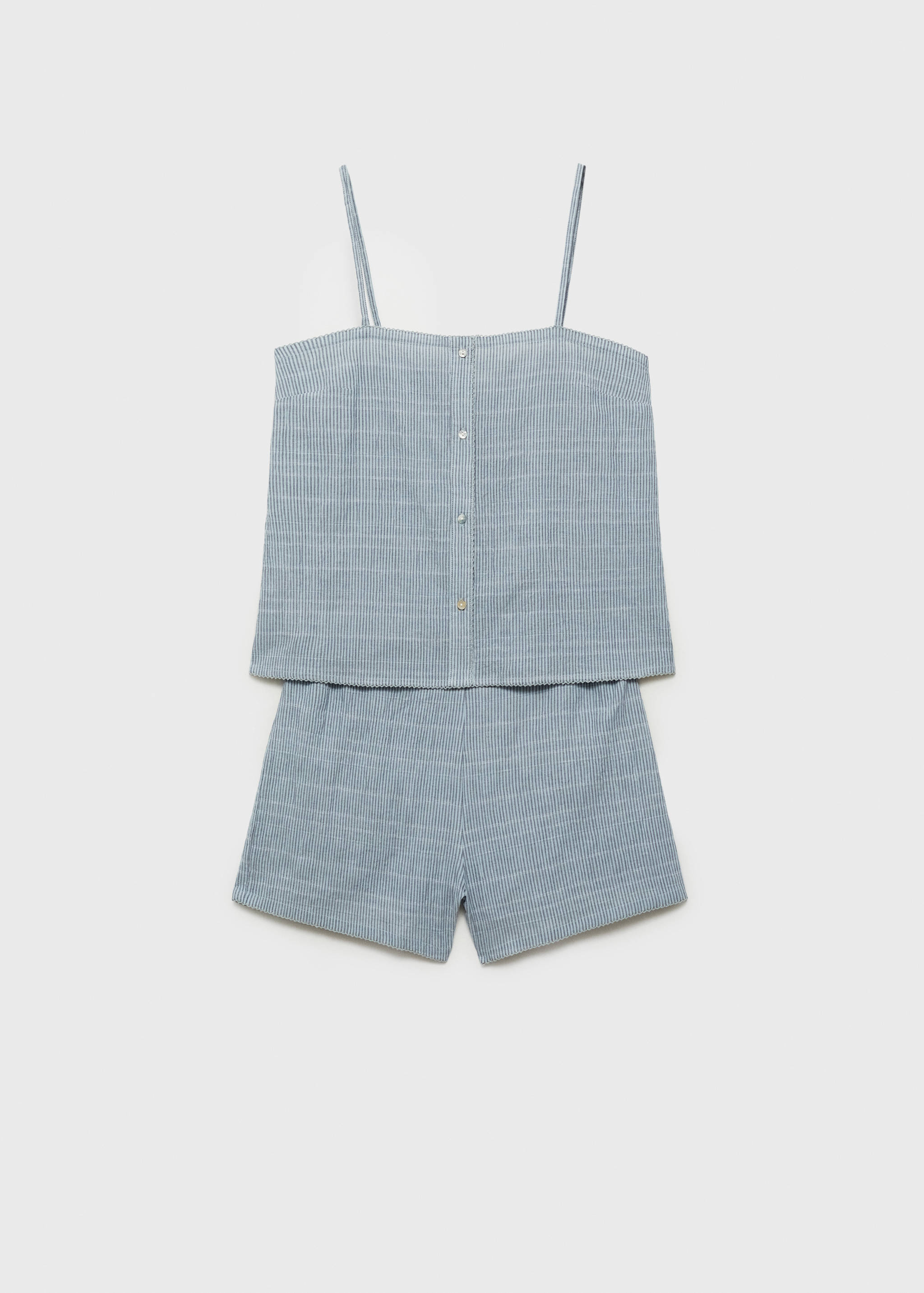 Two-piece cotton woven stripe seersucker pyjamas - Article without model