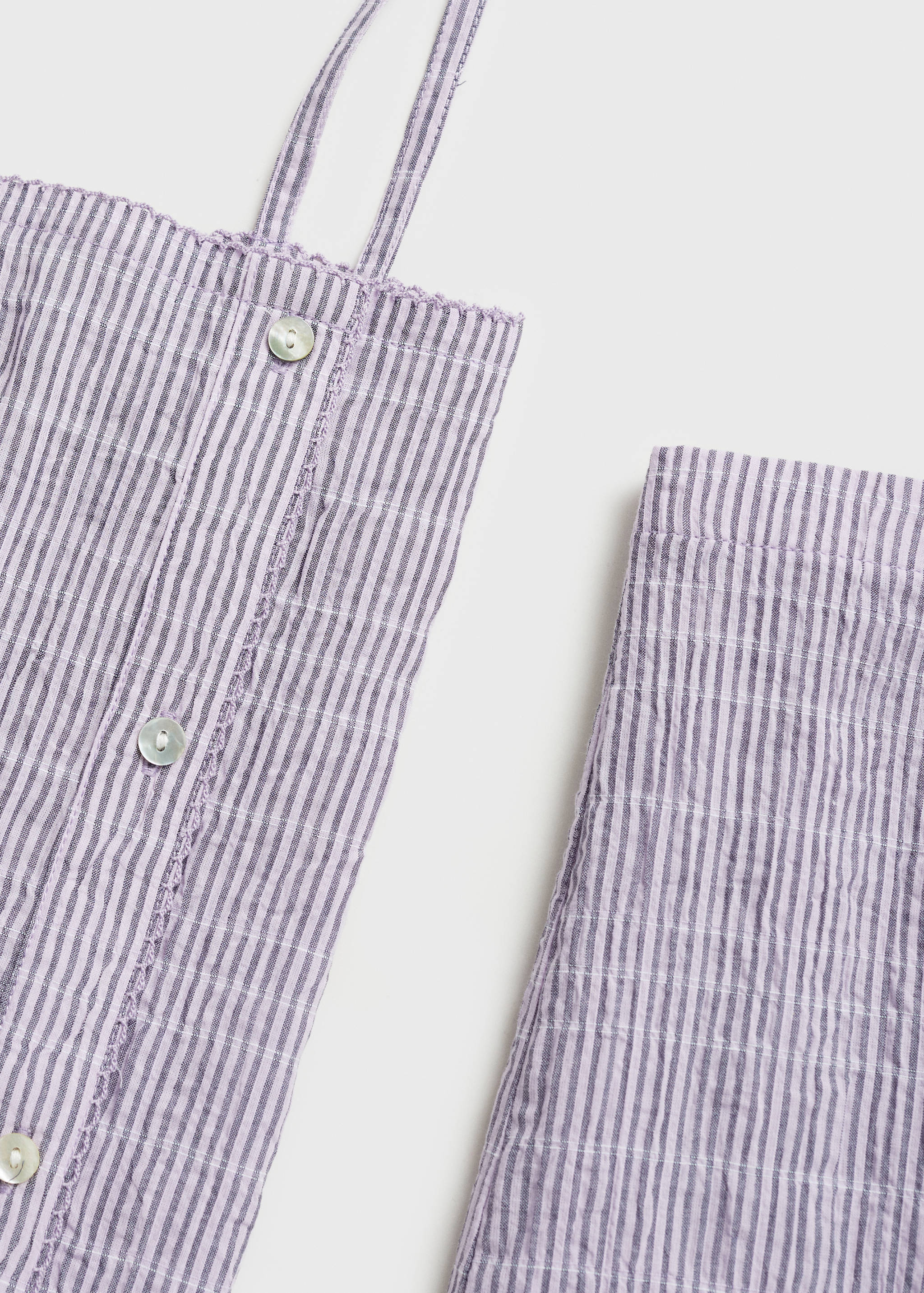 Two-piece cotton woven stripe seersucker pyjamas - Details of the article 8