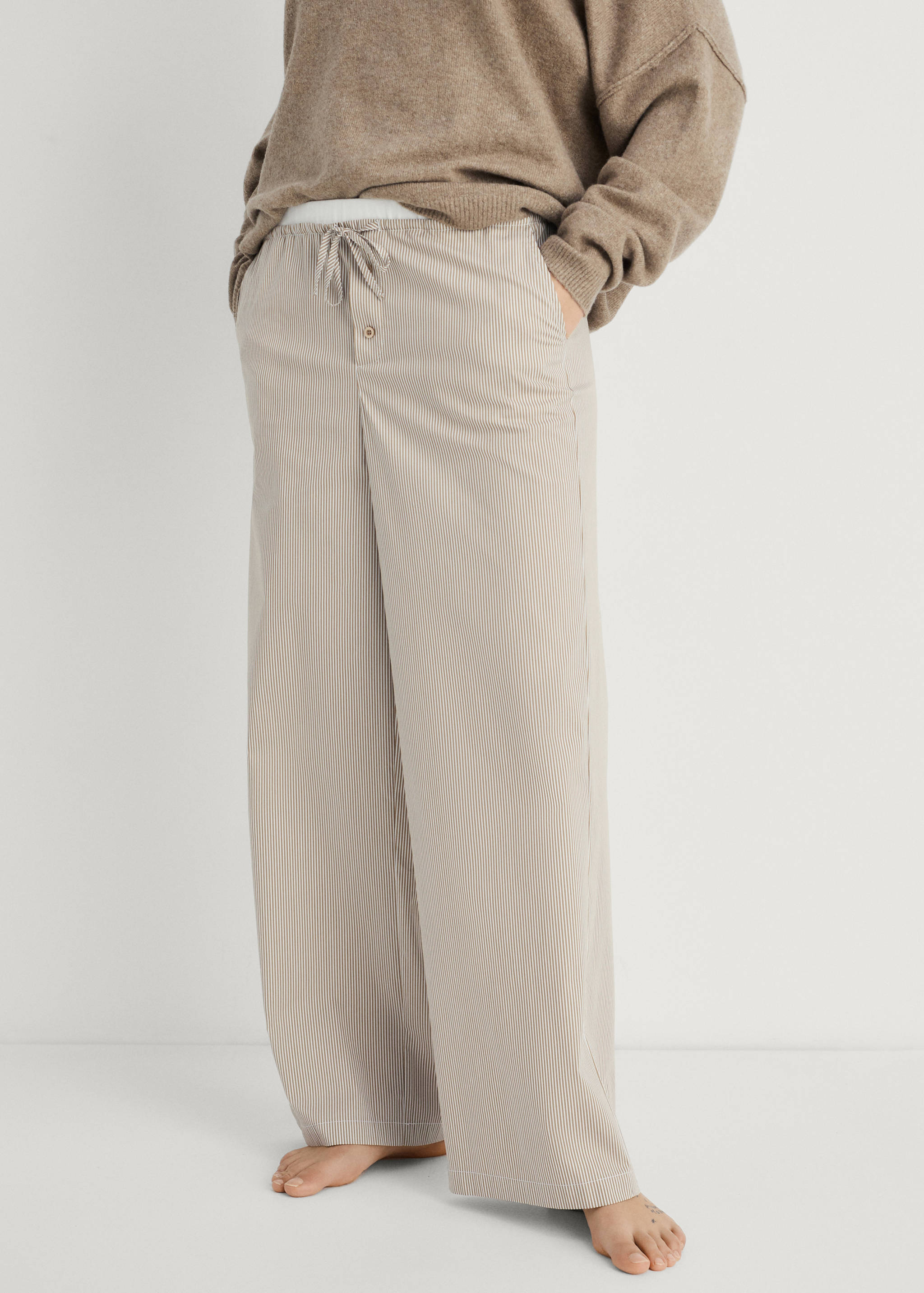Striped pyjama trousers with elastic detail - Medium plane