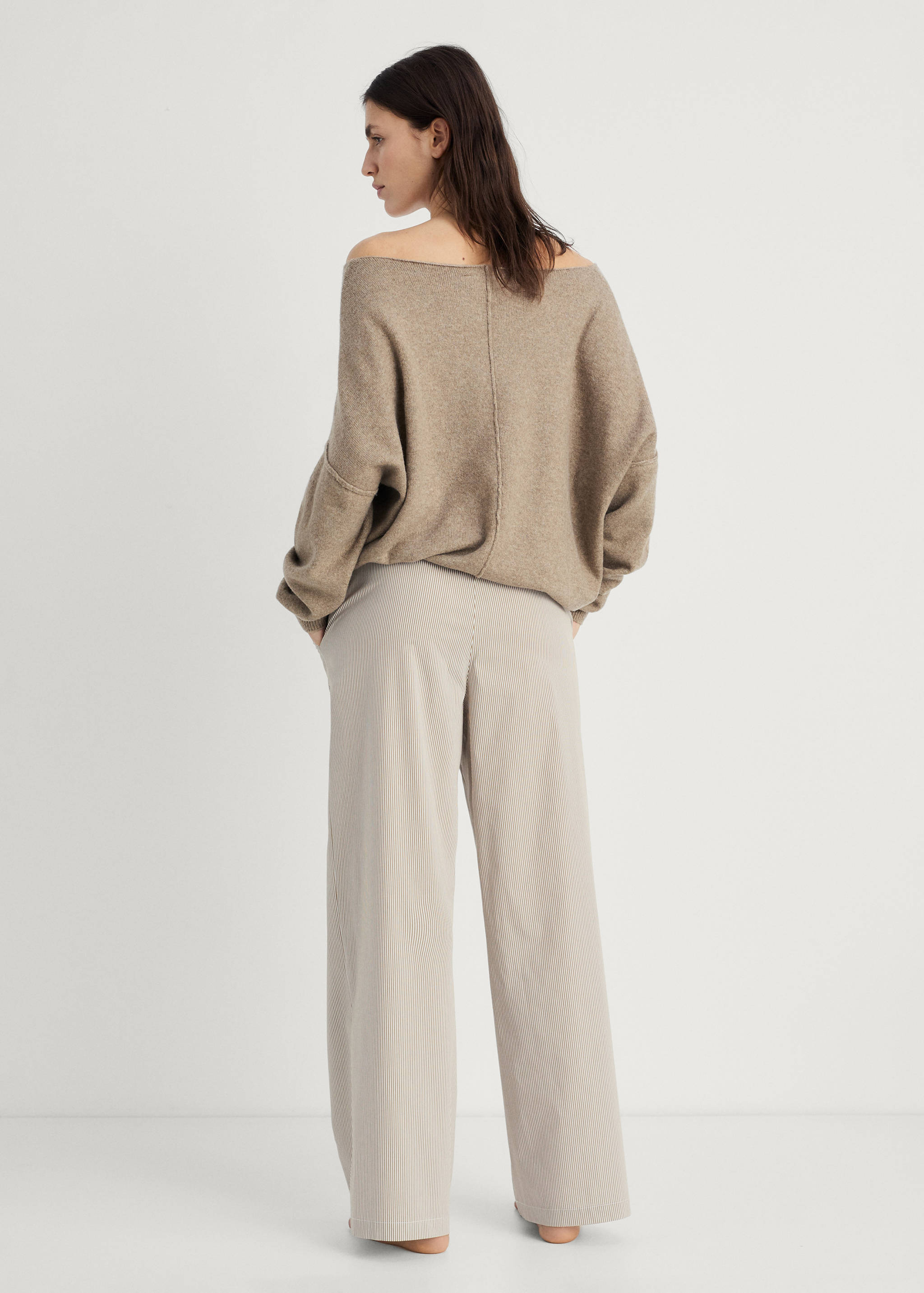 Striped pyjama trousers with elastic detail - Reverse of the article