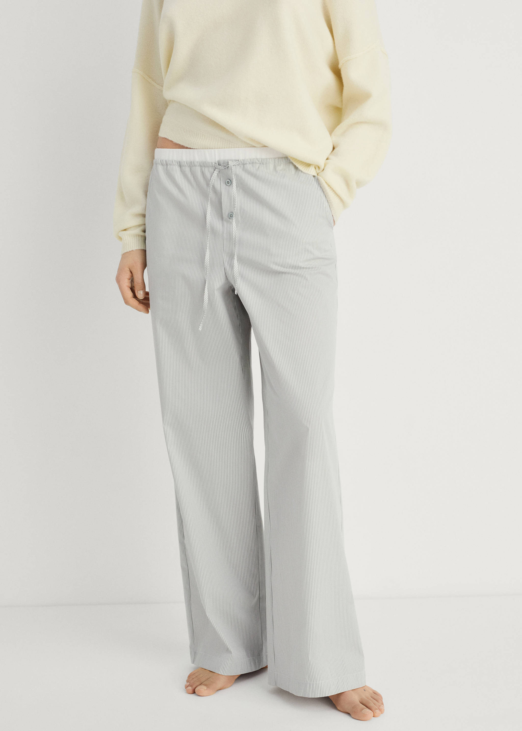 Striped pyjama trousers with elastic detail - Medium plane