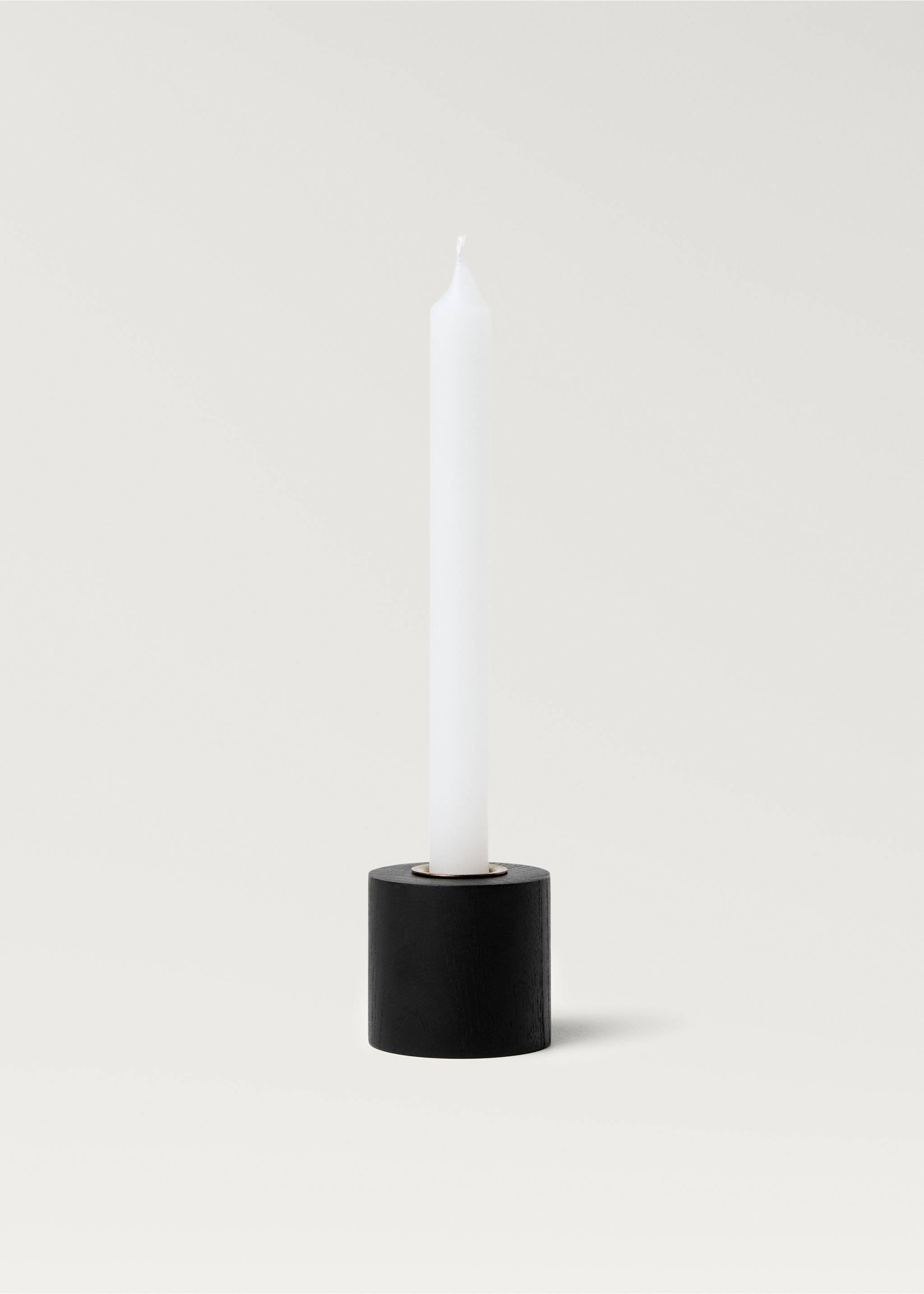 Cylindrical wooden candleholder - Details of the article 3, Black. Ref: 87072903-00.