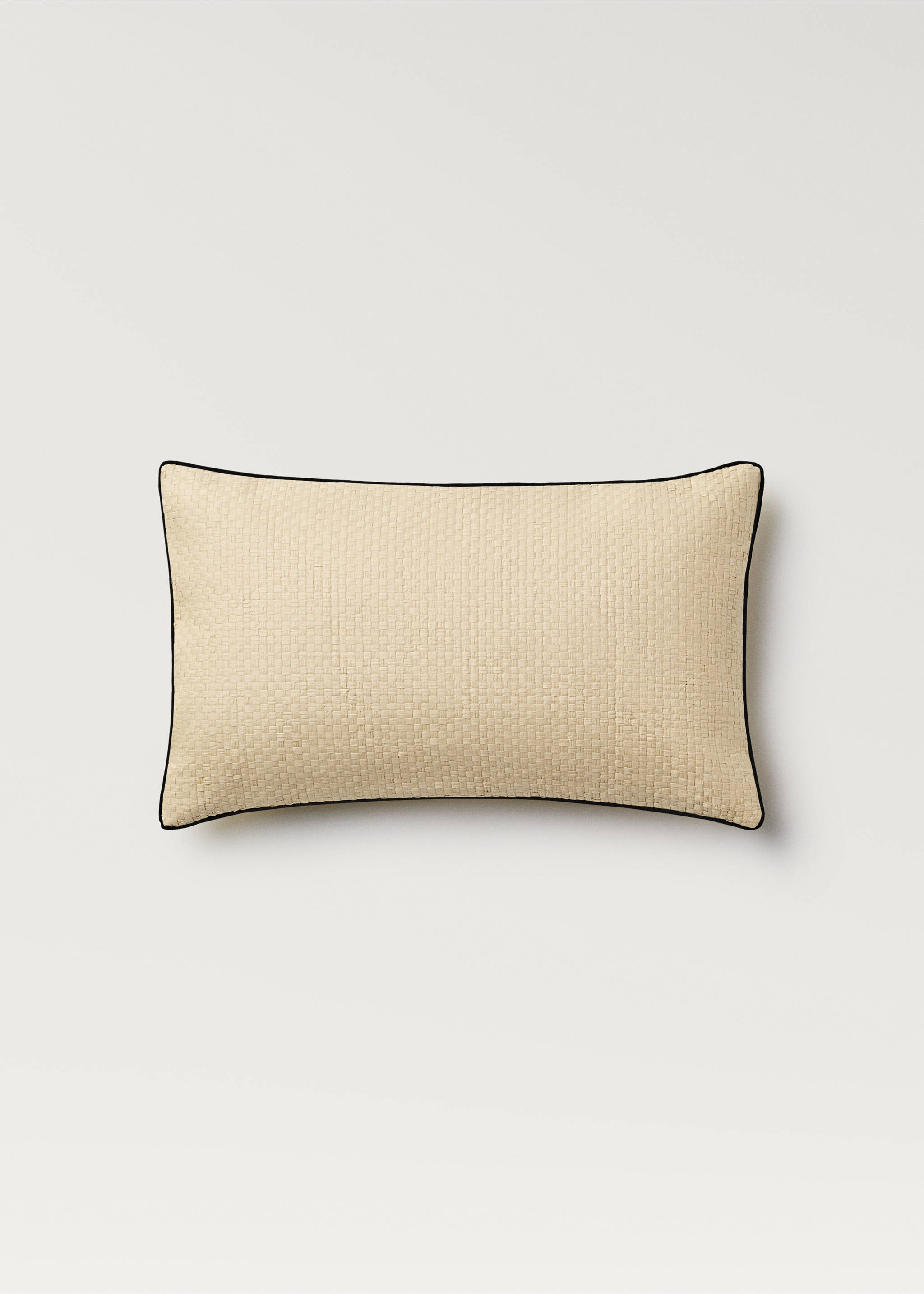 Kissenbezug aus geflochtenem Papier mit Borte, 30 x 50 cm - Artikel ohne Model, Cremeweiß. Ref: 87072920-00.