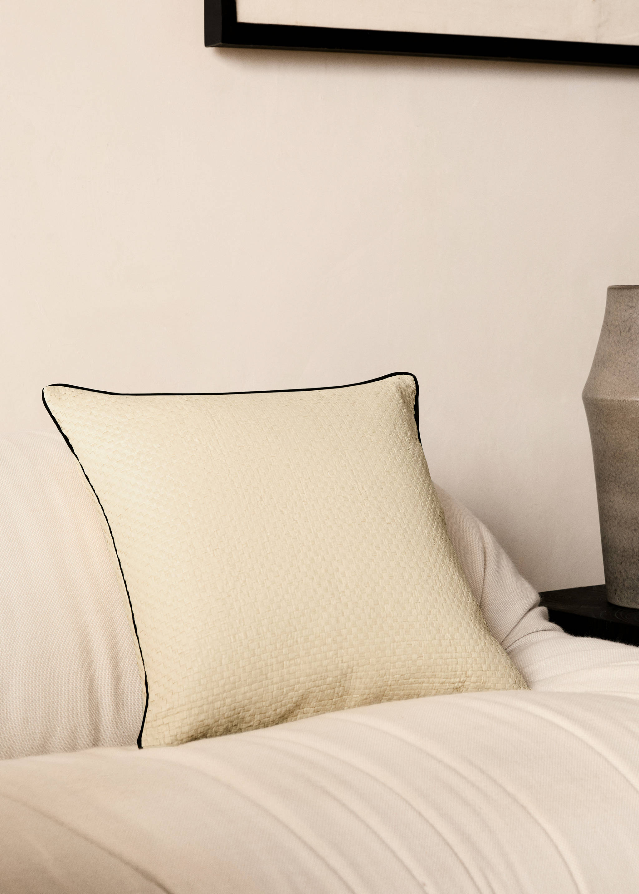 Woven paper cushion cover with piping 45x45cm - General plane