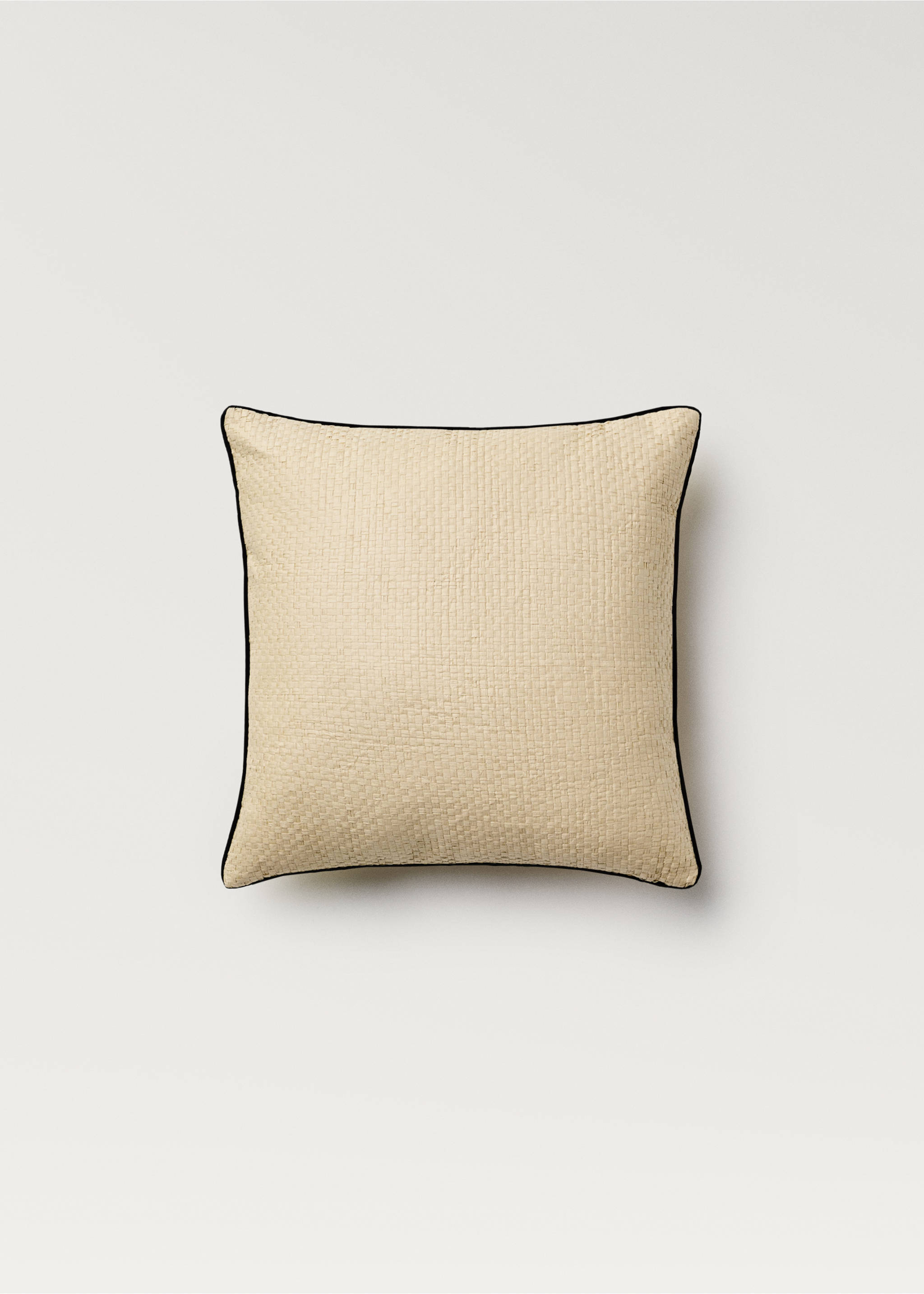 Housse de coussin en papier tressé passepoilé 45x45 cm - Article sans modèle, Blanc cassé. Ref: 87072921-00.