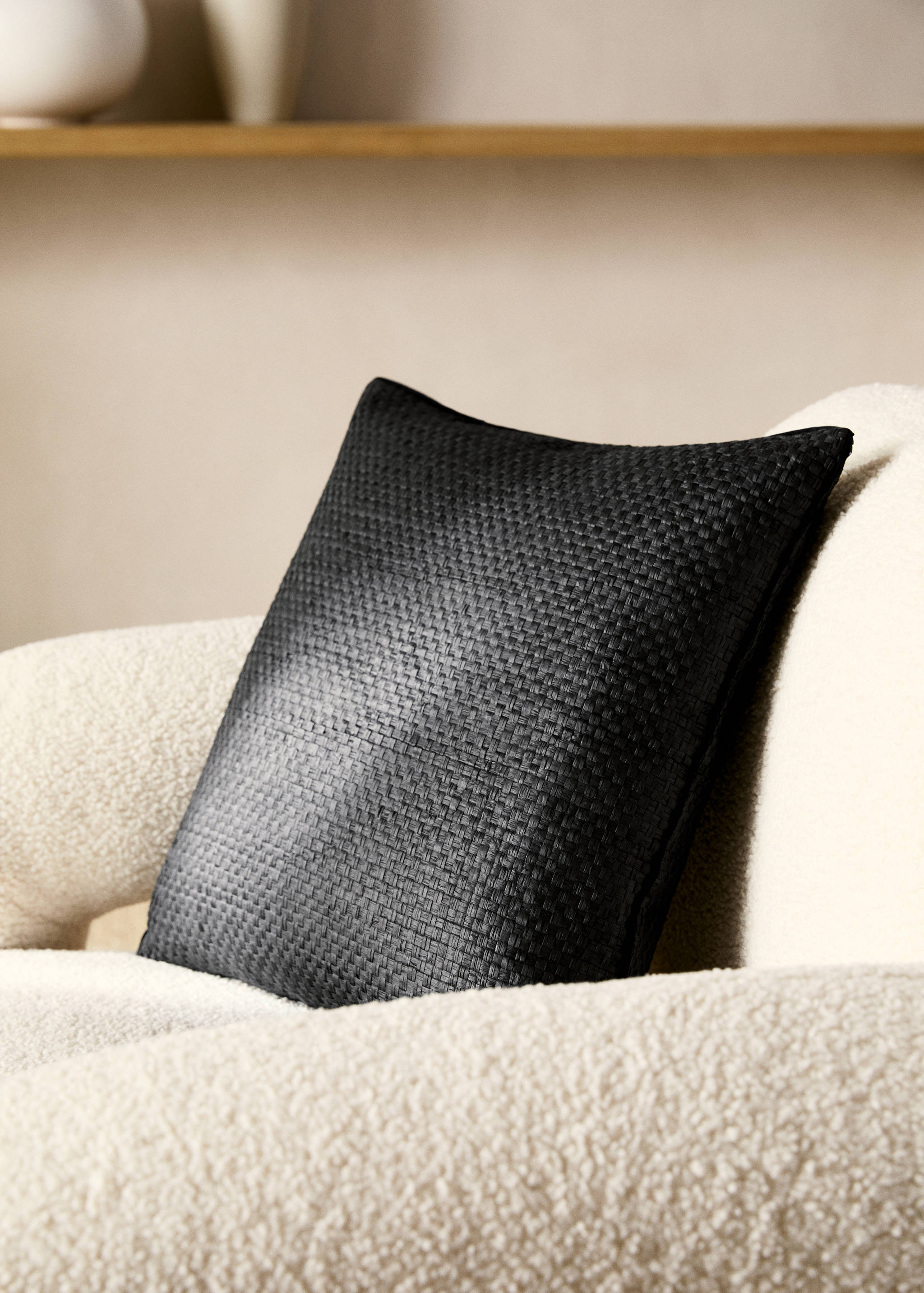 Woven paper cushion cover with piping 45x45cm - General plane