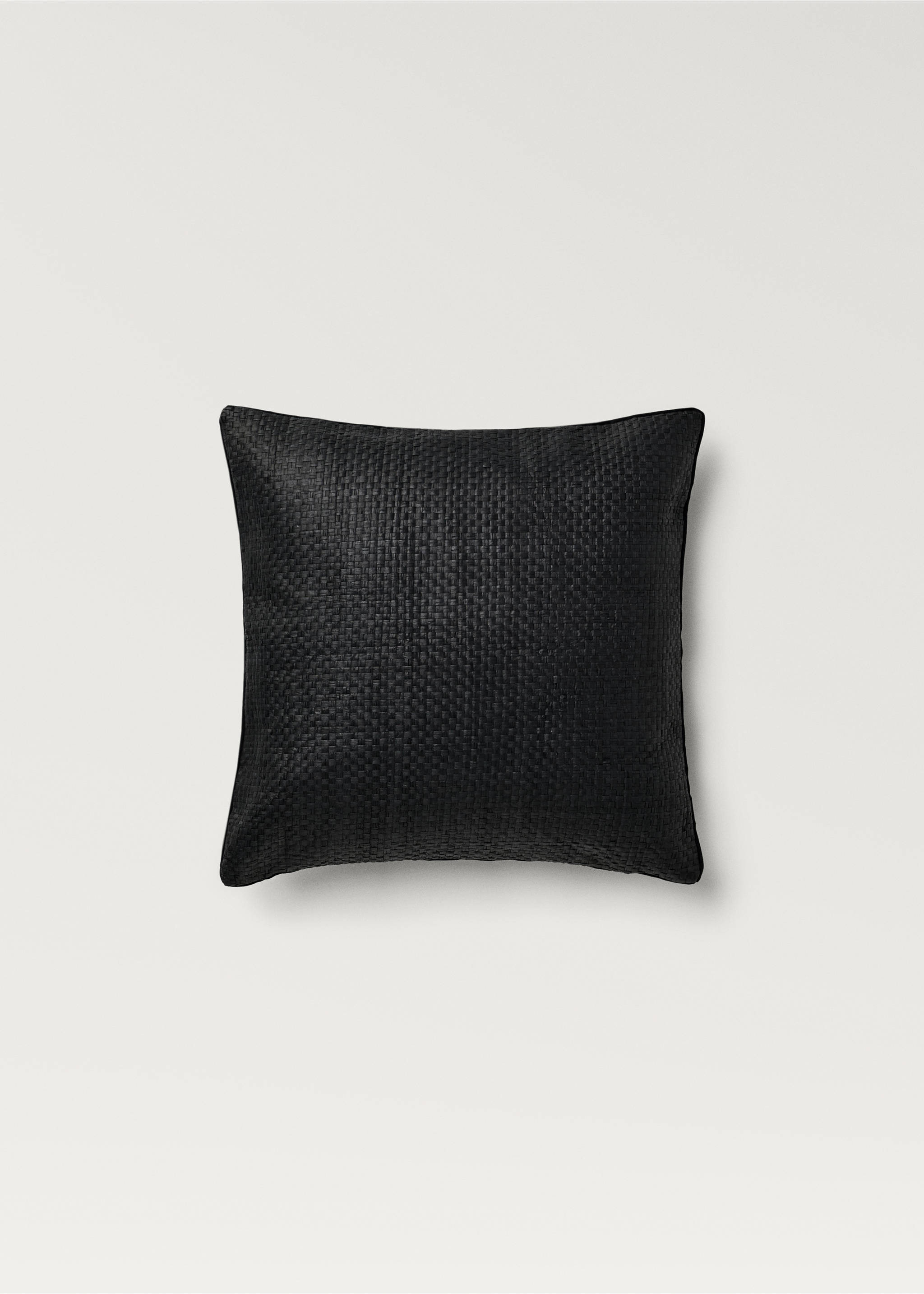 Housse de coussin en papier tressé passepoilé 45x45 cm - Article sans modèle, Noir. Ref: 87072921-00.