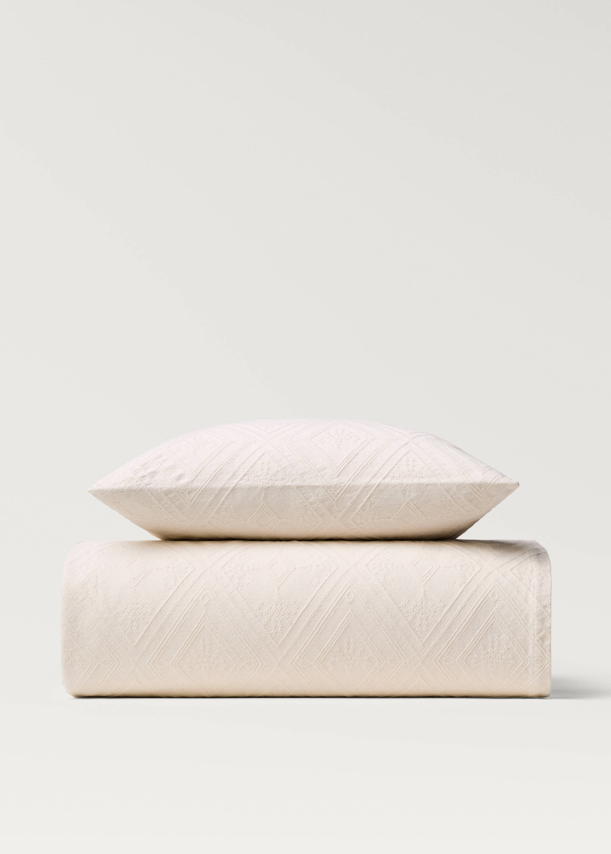 Tagesdecke aus Baumwolle mit Jacquardmuster in Rauten-Optik für 180/200 cm Bett - Detail des Artikels 4