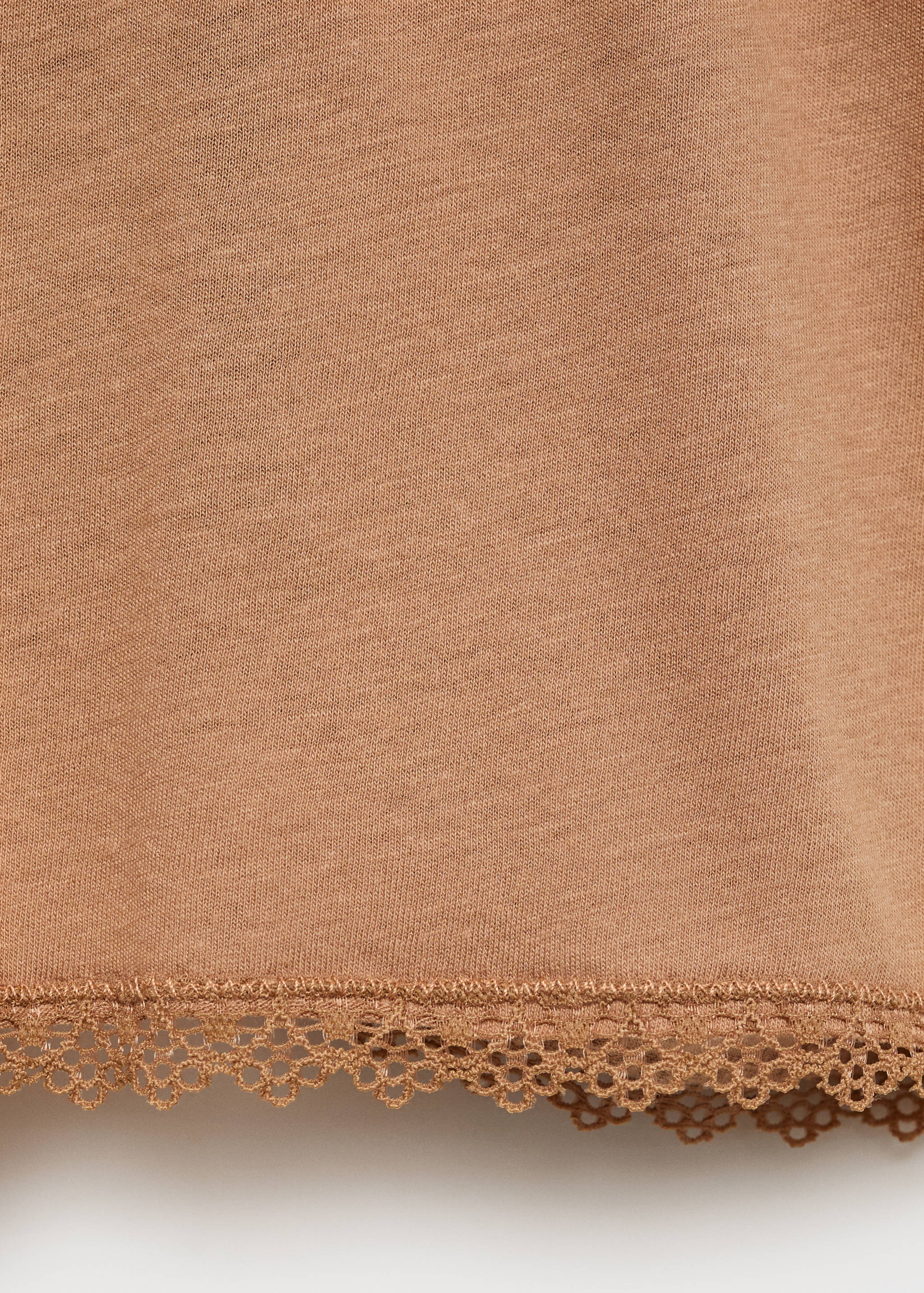 Cotton pyjama shorts with lace contrast - Details of the article 8