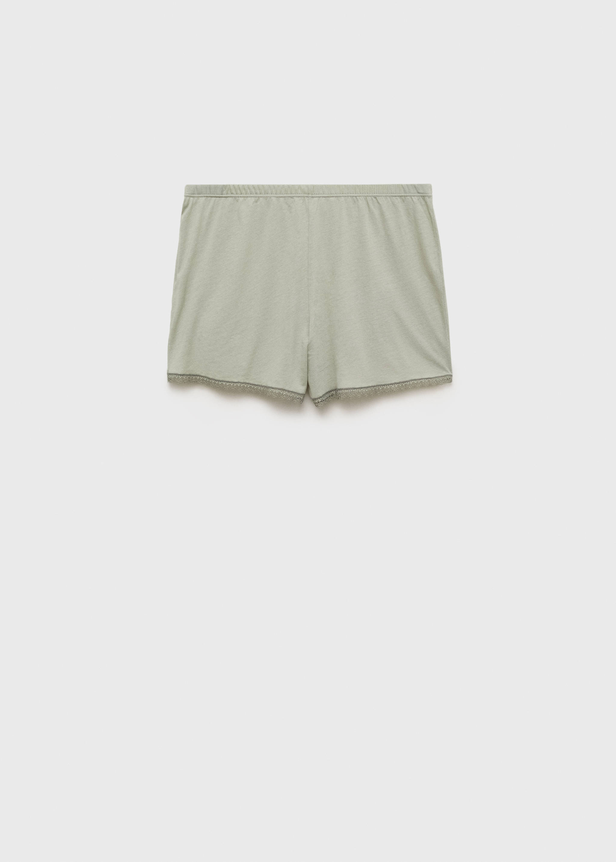 Cotton pyjama shorts with lace contrast - Article without model
