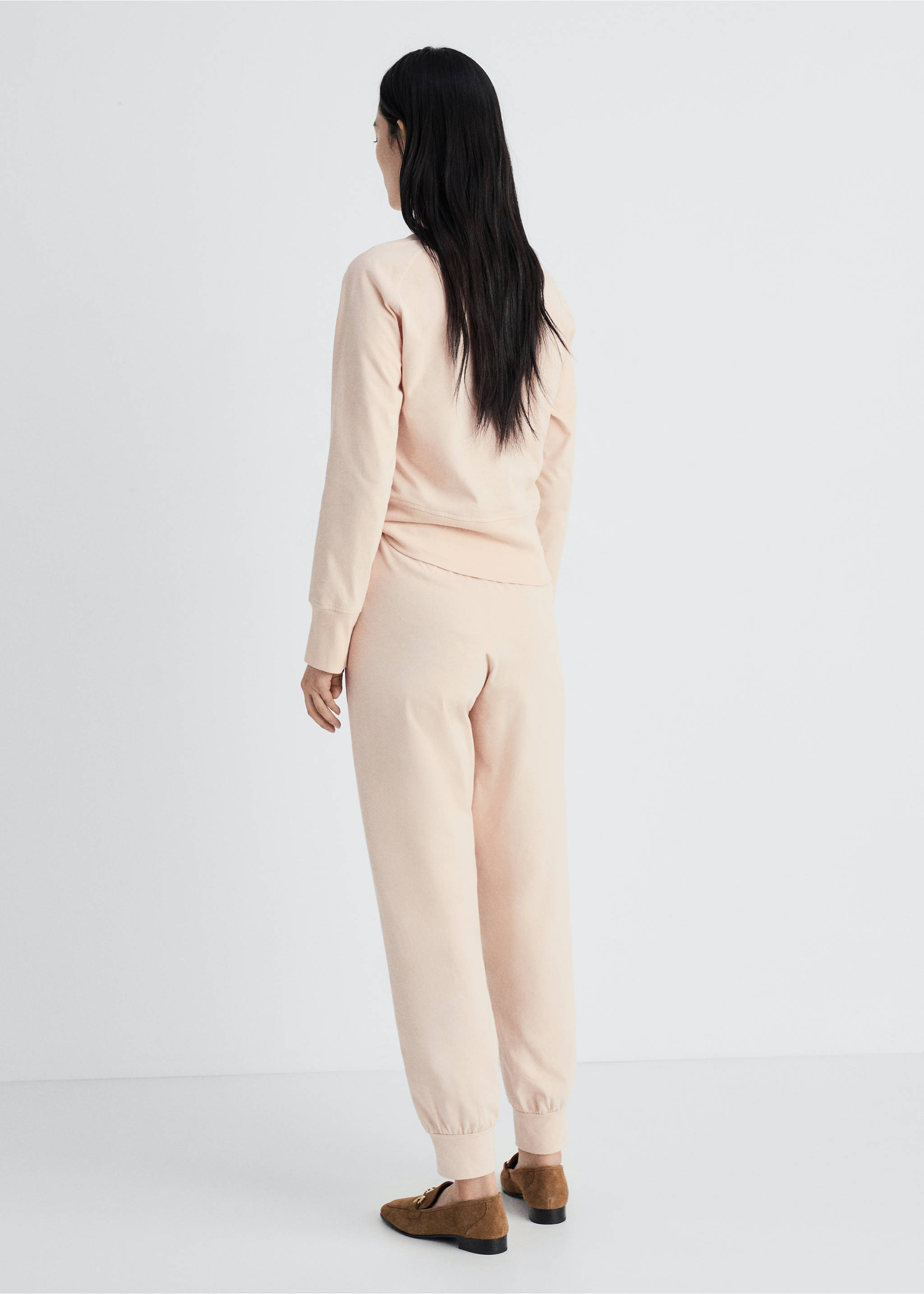Pantalón algodón acabado soft - Reverso del artículo, Salmón. Ref: 87072971-00.