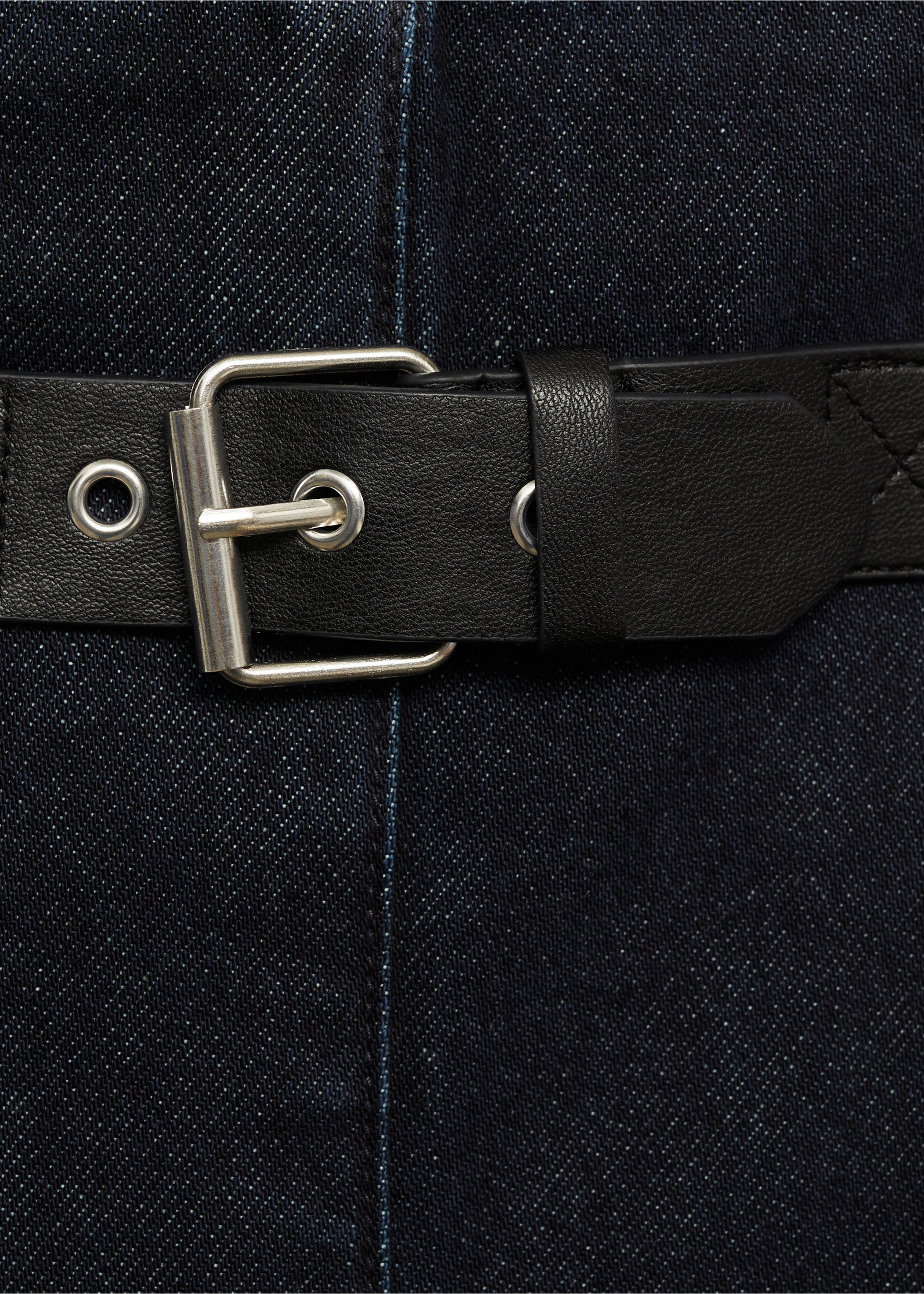Rinse-wash midi-skirt with buckle - Details of the article 8, Open Blue. Ref: 87073277-00.