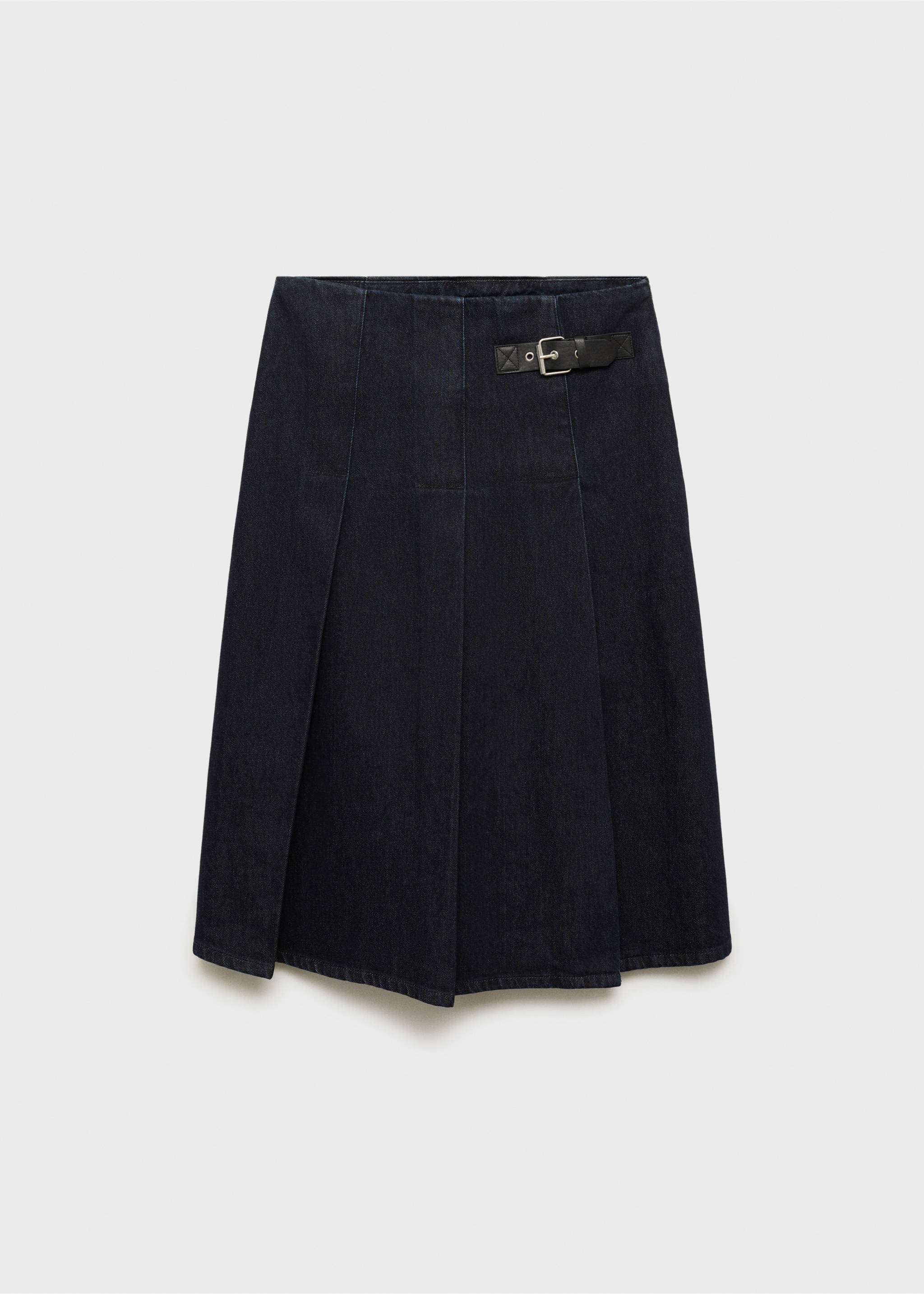 Rinse-wash midi-skirt with buckle - Article without model, Open Blue. Ref: 87073277-00.