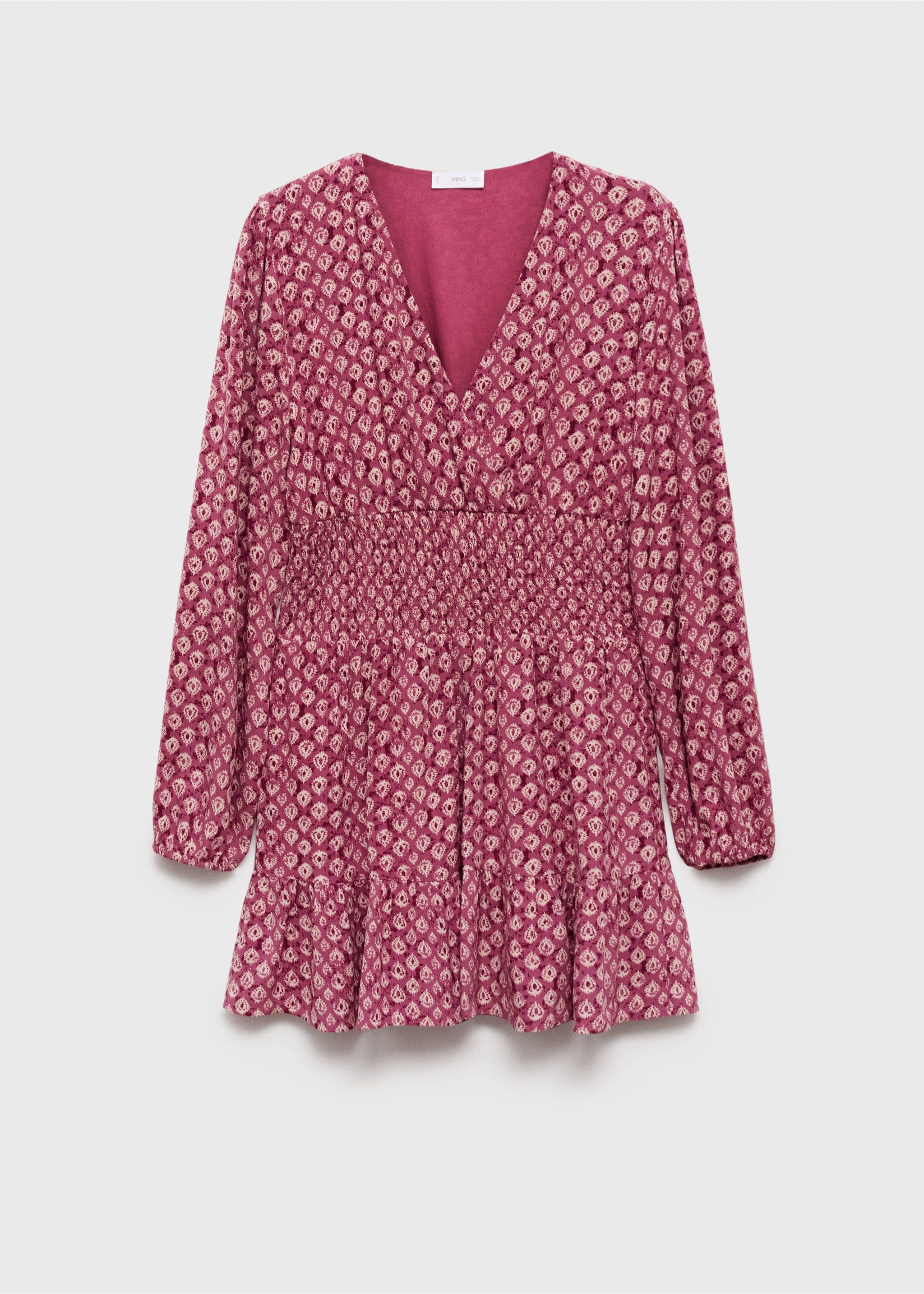 Printed short dress - Article without model, Maroon. Ref: 87073278-00.