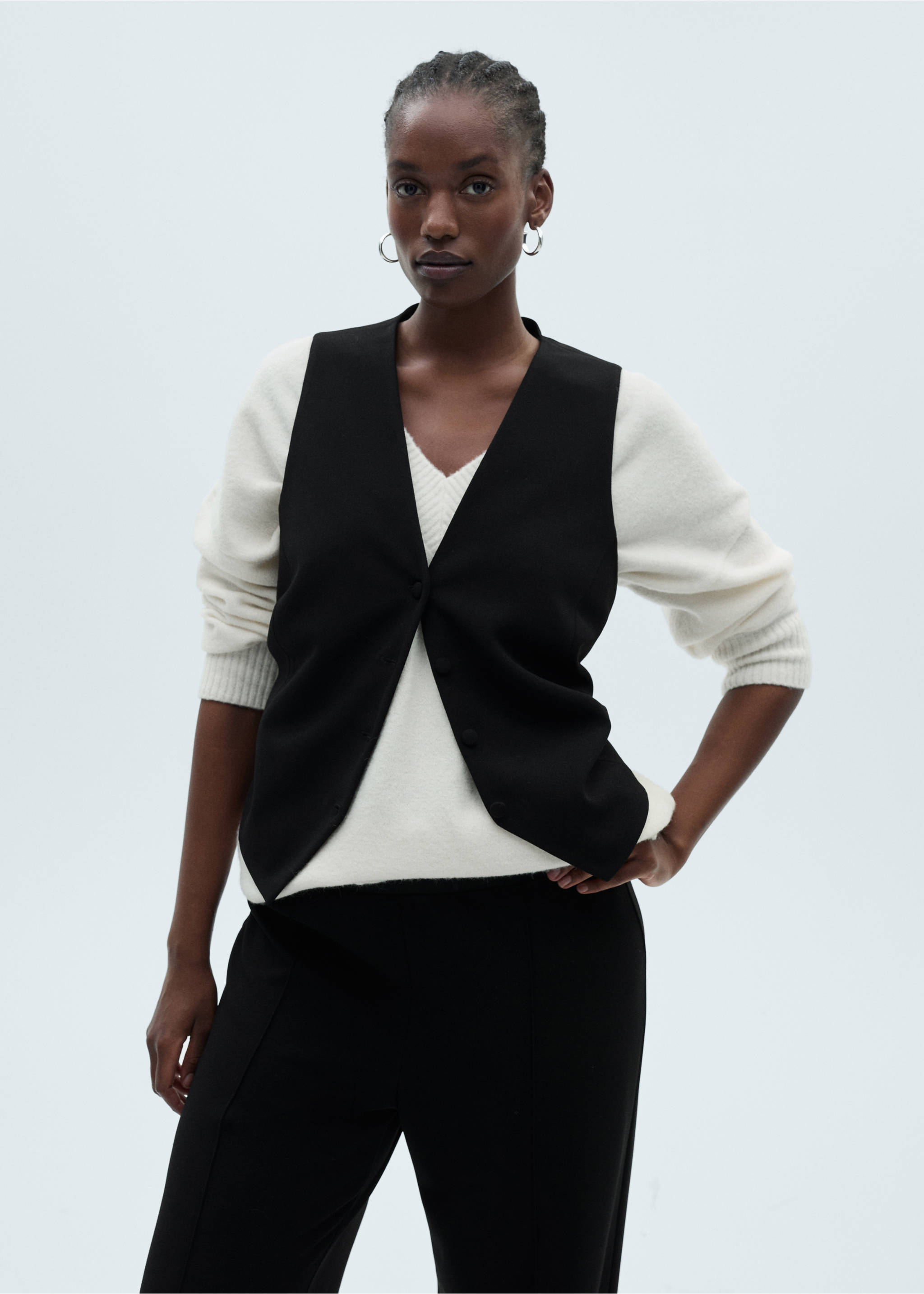 Gerade Strickhose - Detail des Artikels 5, Schwarz. Ref: 87073279-00.