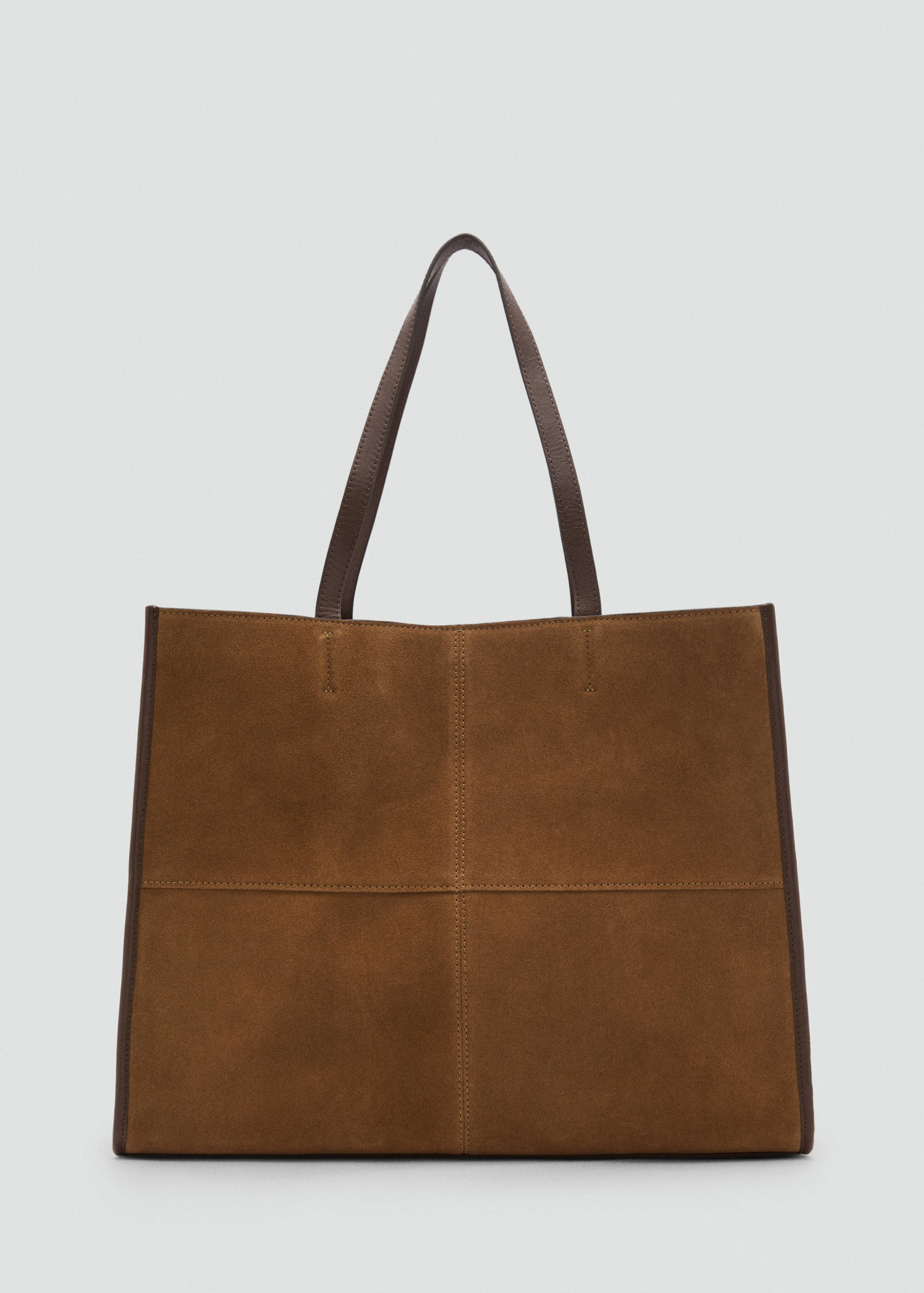 Leather shopper bag with stitching - Article without model