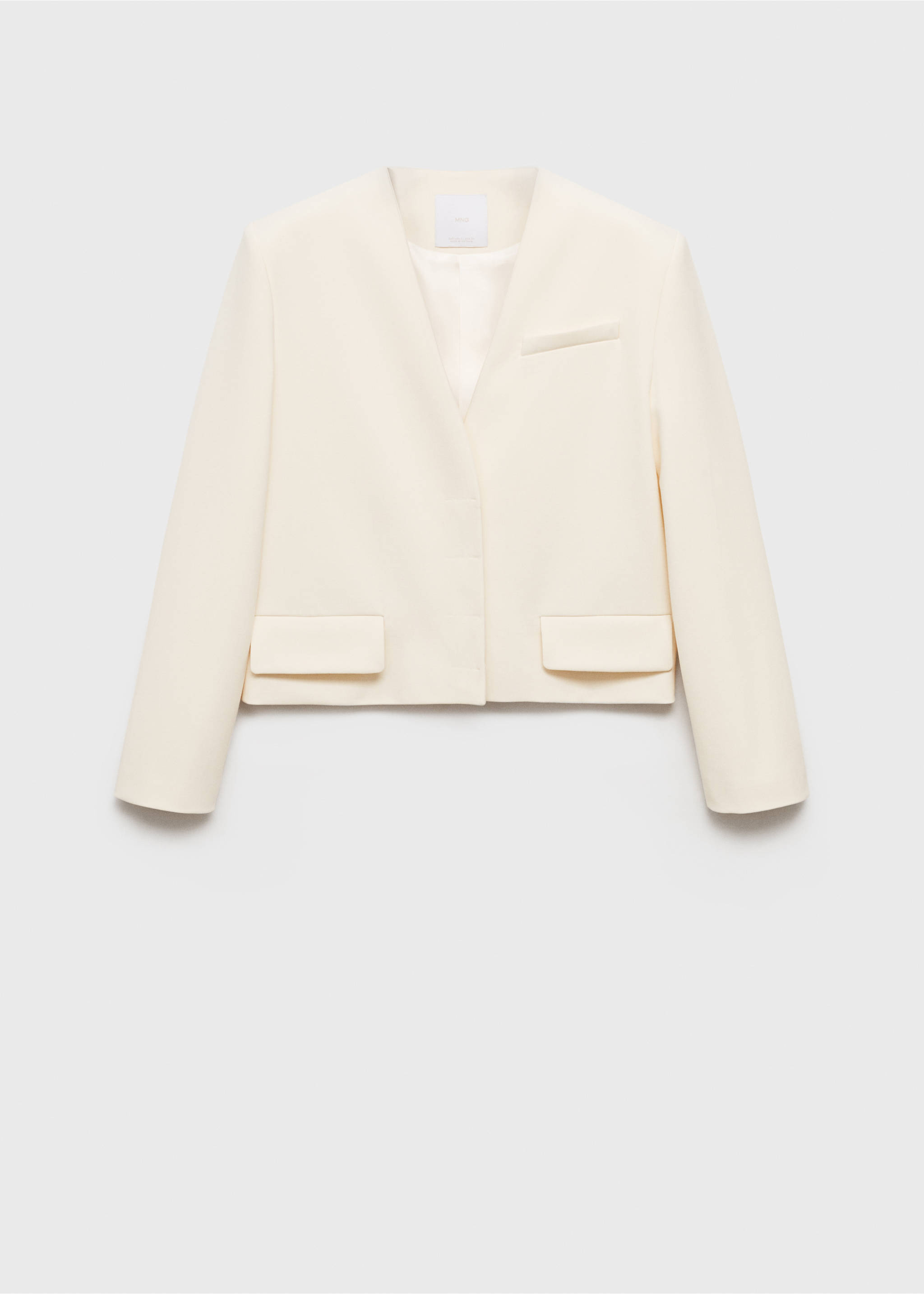 Structured cropped jacket - Article without model, Off White. Ref: 87073287-00.