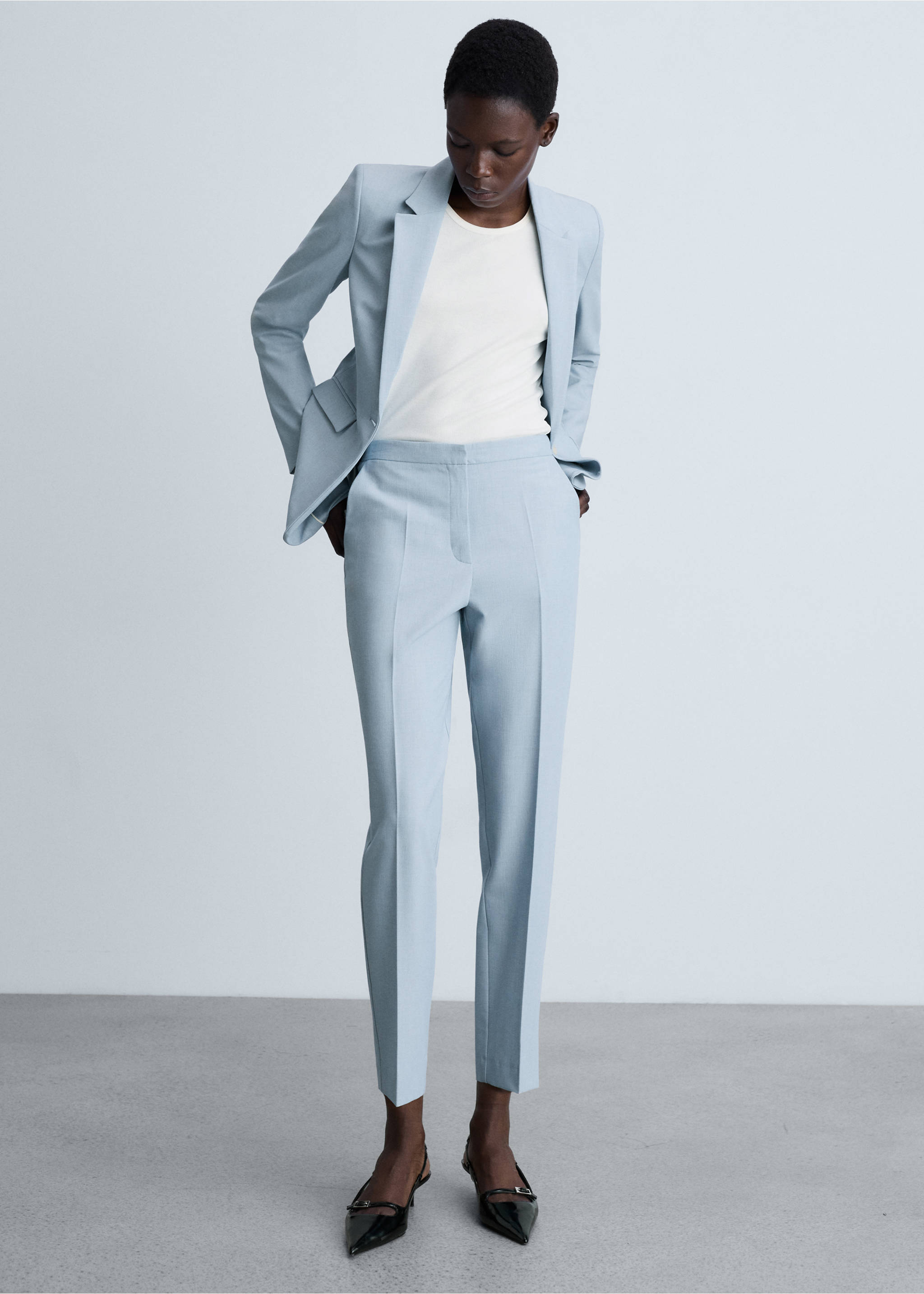 Straight suit trousers - General plane, Sky Blue. Ref: 87073292-00.