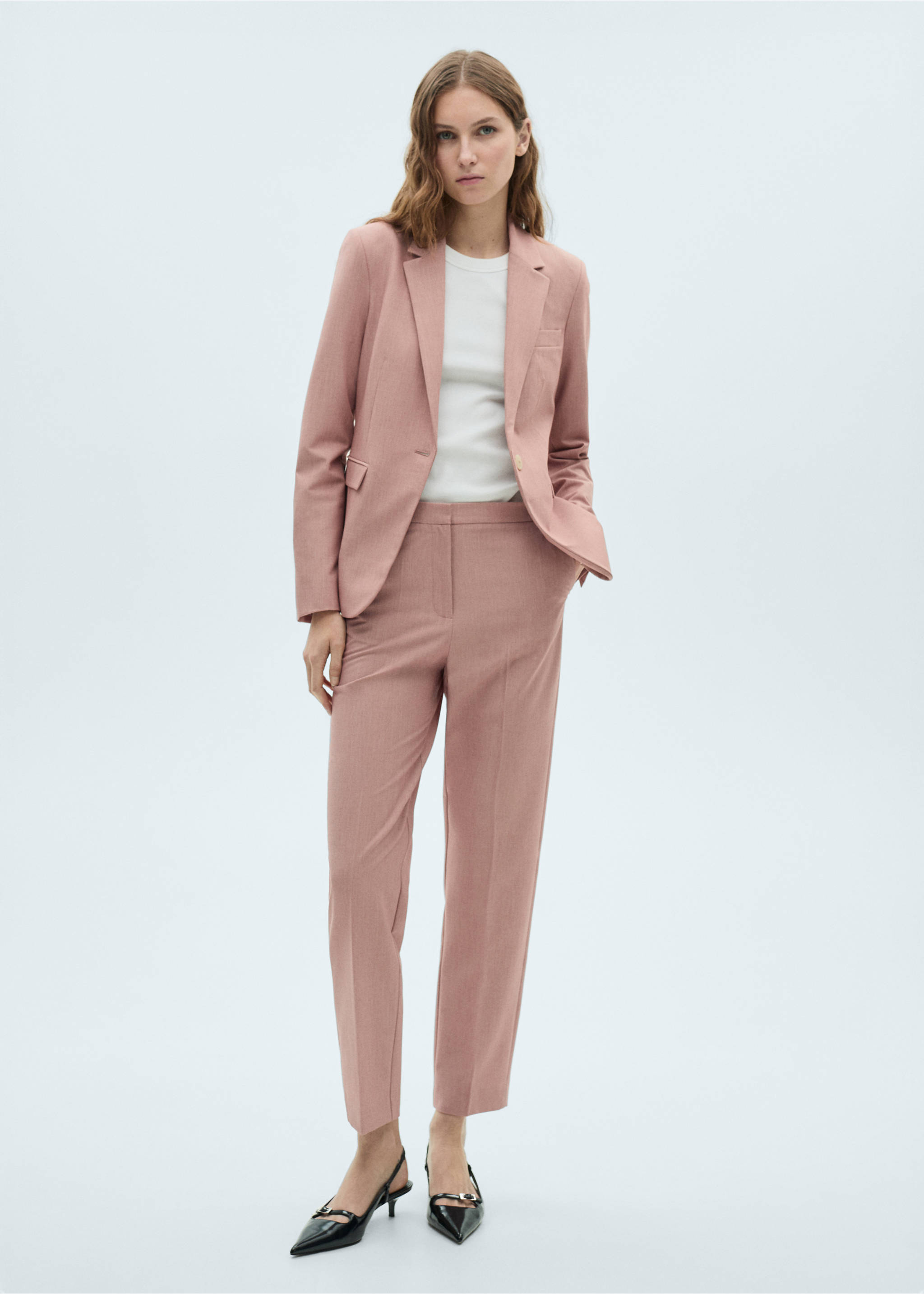 Pantalon droit costume - Plan général, Rose pastel. Ref: 87073292-00.