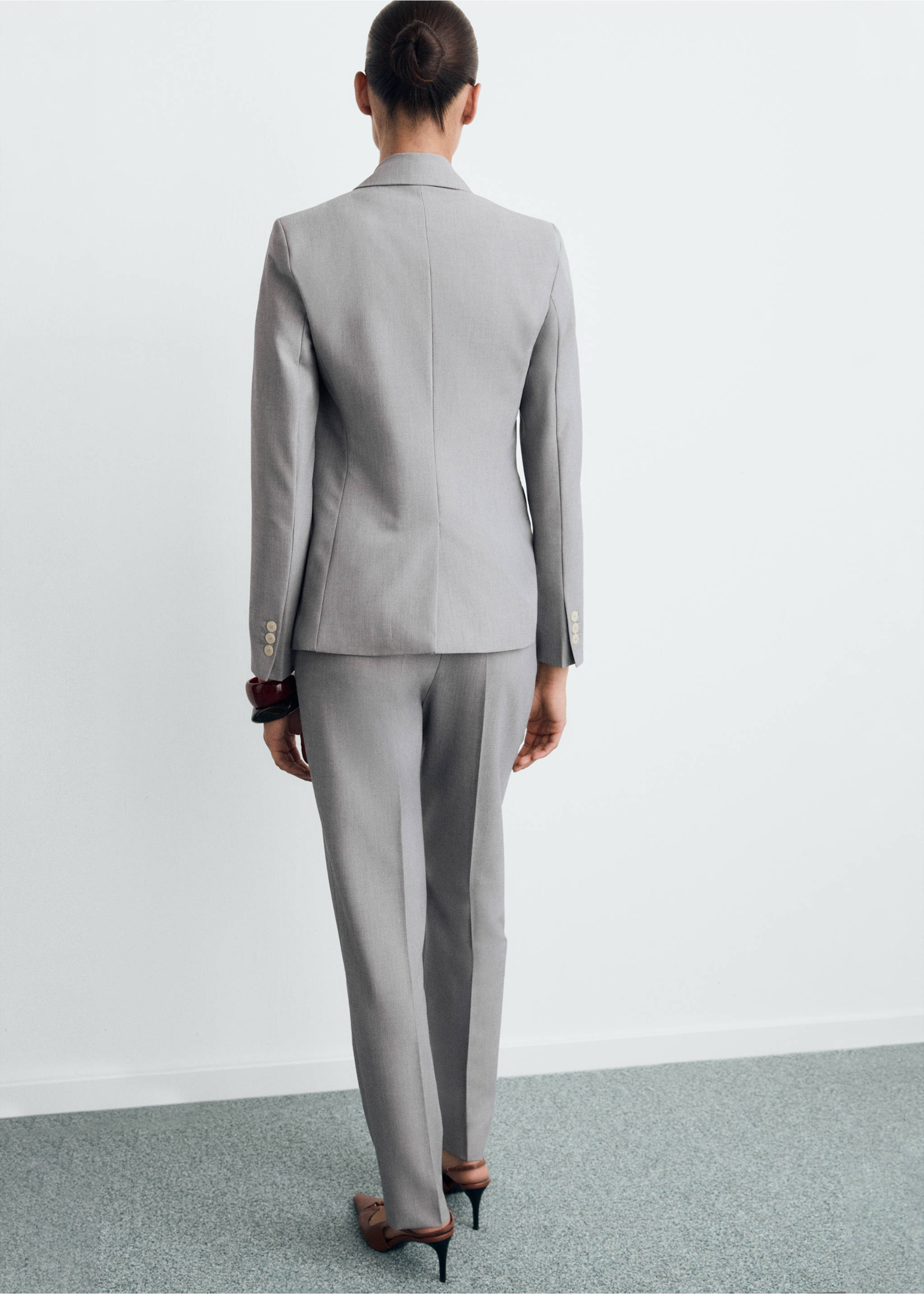 Straight suit trousers - Reverse of the article, Grey. Ref: 87073292-00.