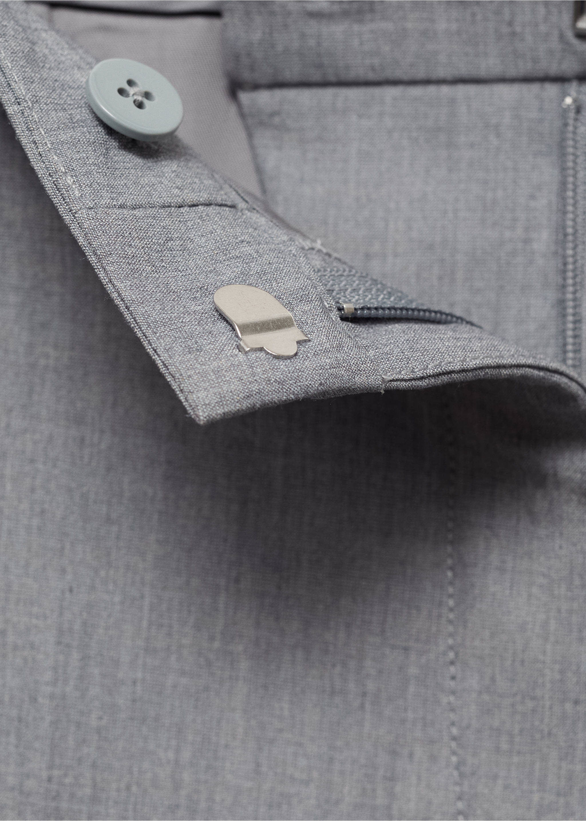 Straight suit trousers - Details of the article 8, Grey. Ref: 87073292-00.
