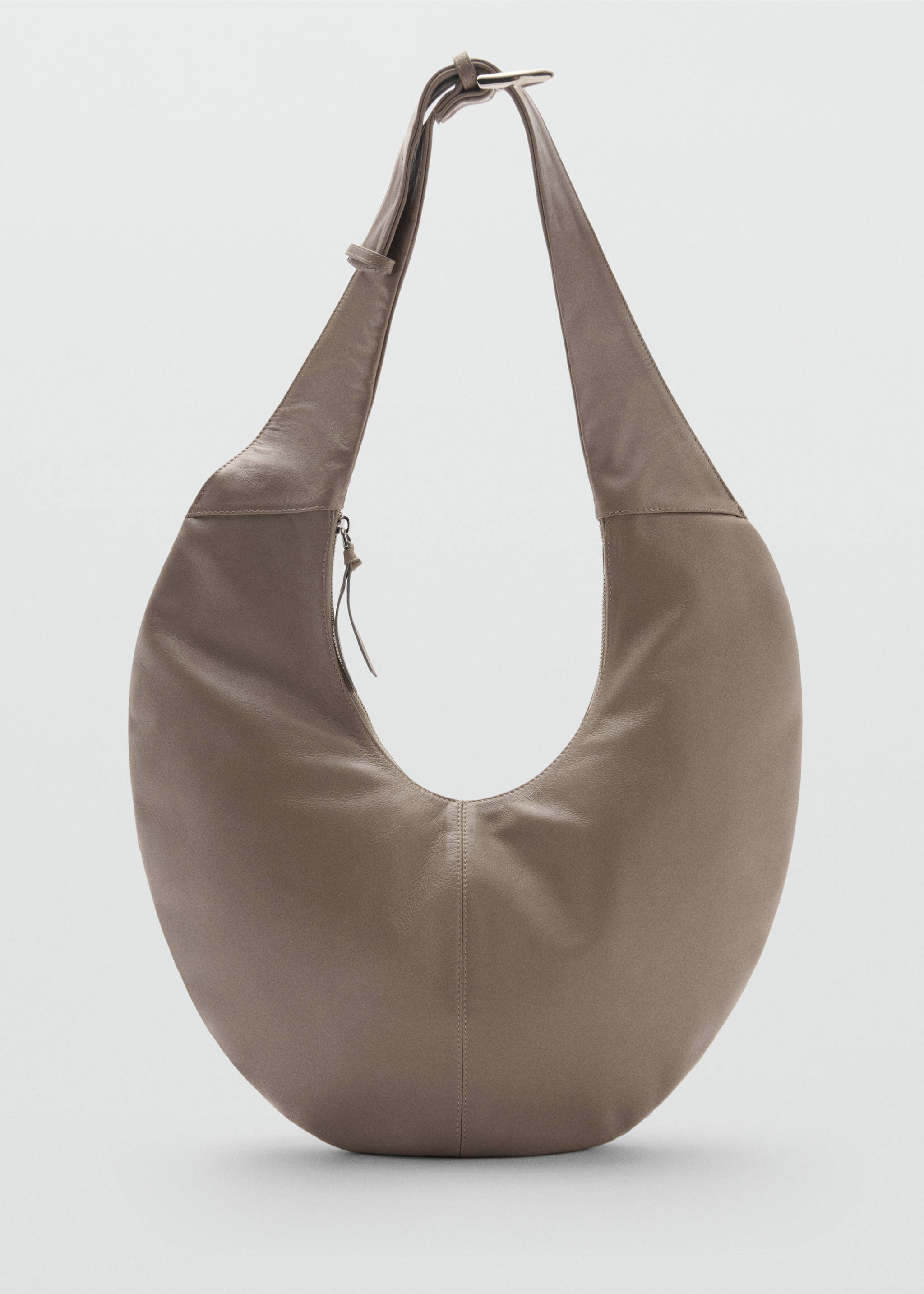 Half-moon leather bag - Article without model, Light/Pastel Grey. Ref: 87073295-00.