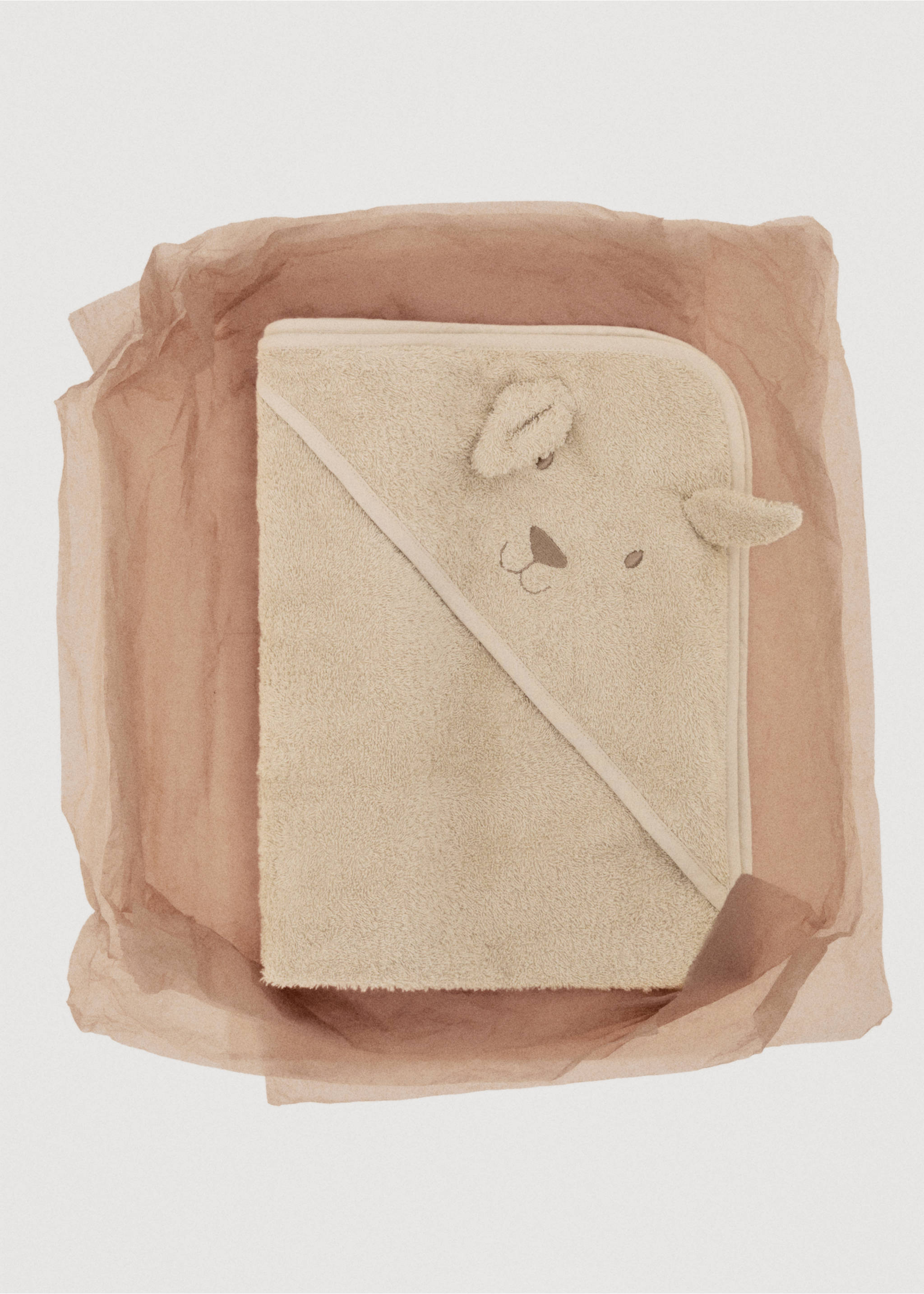 Children's terry towel bath poncho - Details of the article 7, Beige. Ref: 87073308-00.