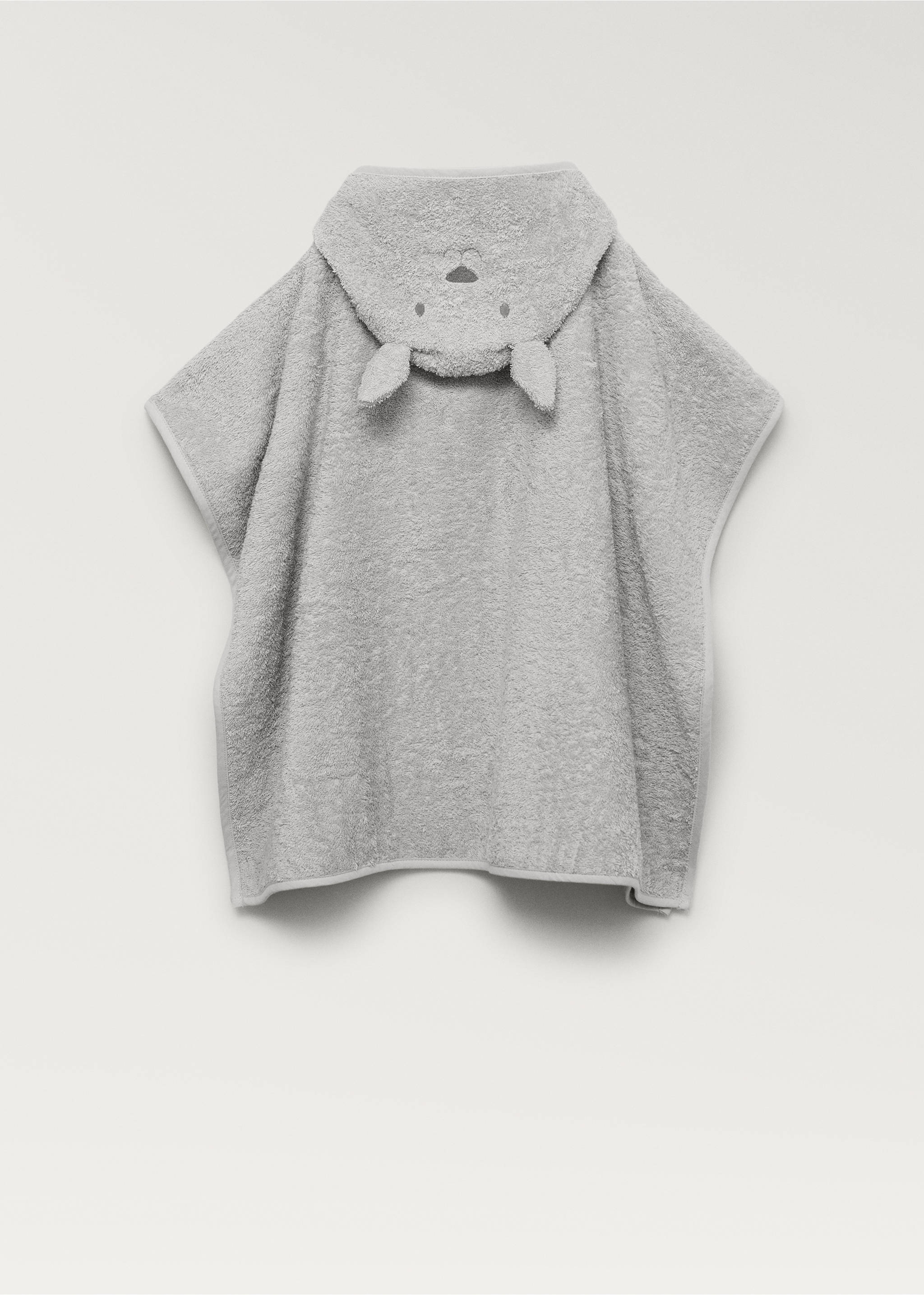 Children's terry towel bath poncho - Details of the article 1, Grey. Ref: 87073308-00.