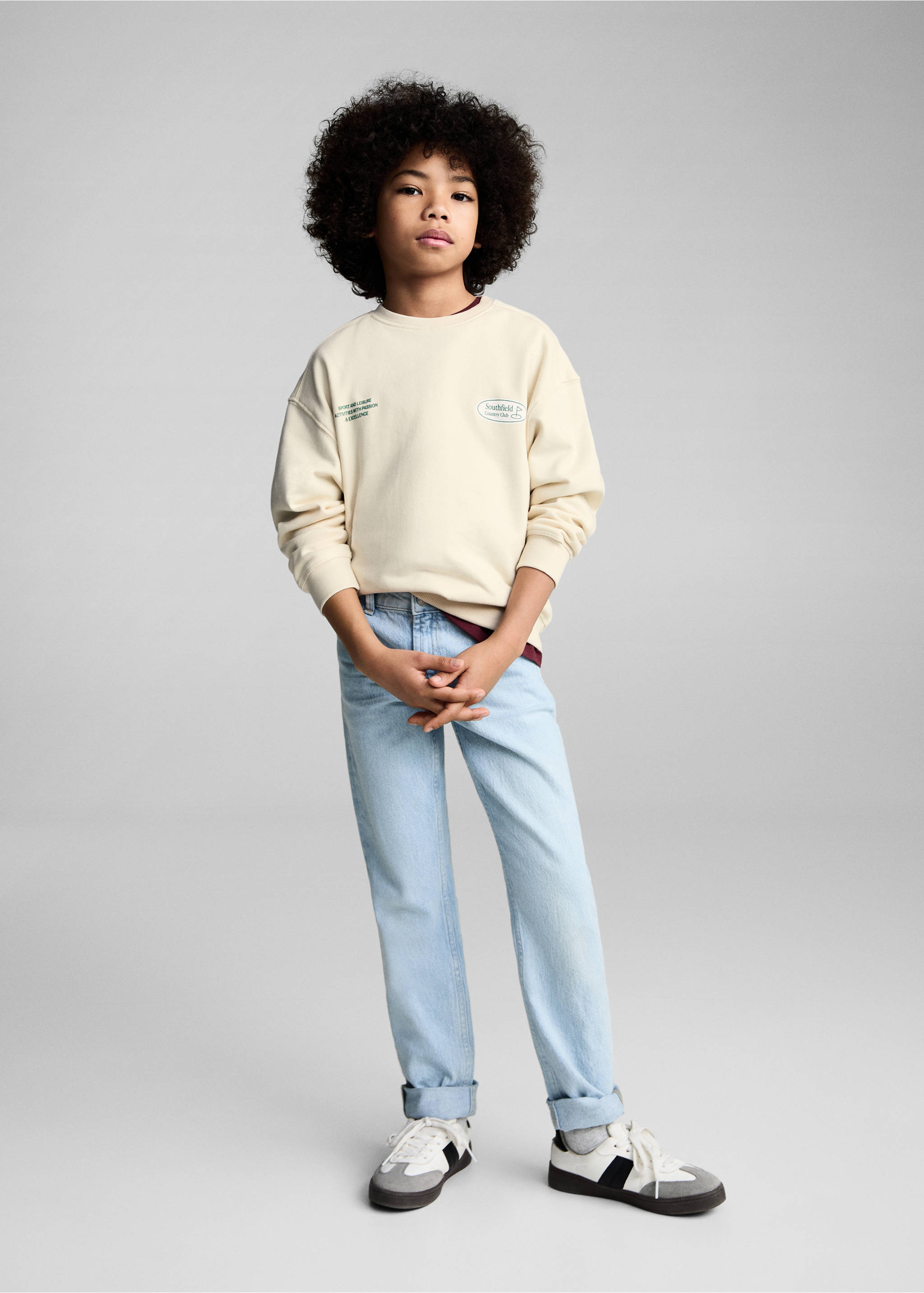 Printed cotton sweatshirt - General plane, Ecru. Ref: 87073642-00.