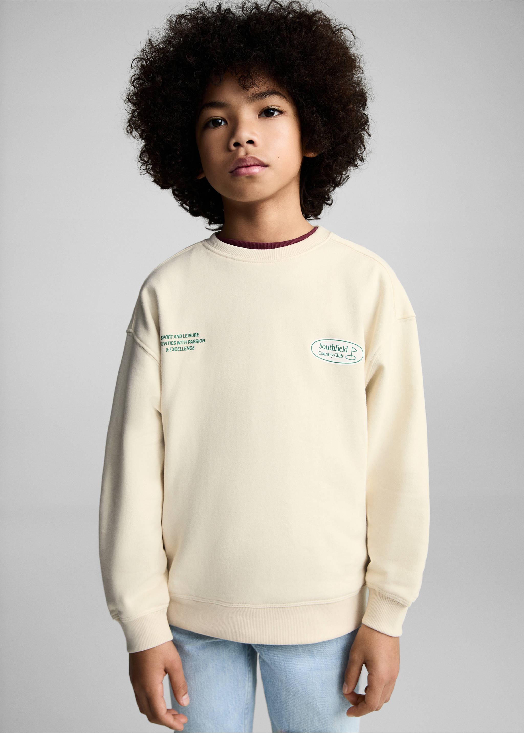 Printed cotton sweatshirt - Medium plane, Ecru. Ref: 87073642-00.