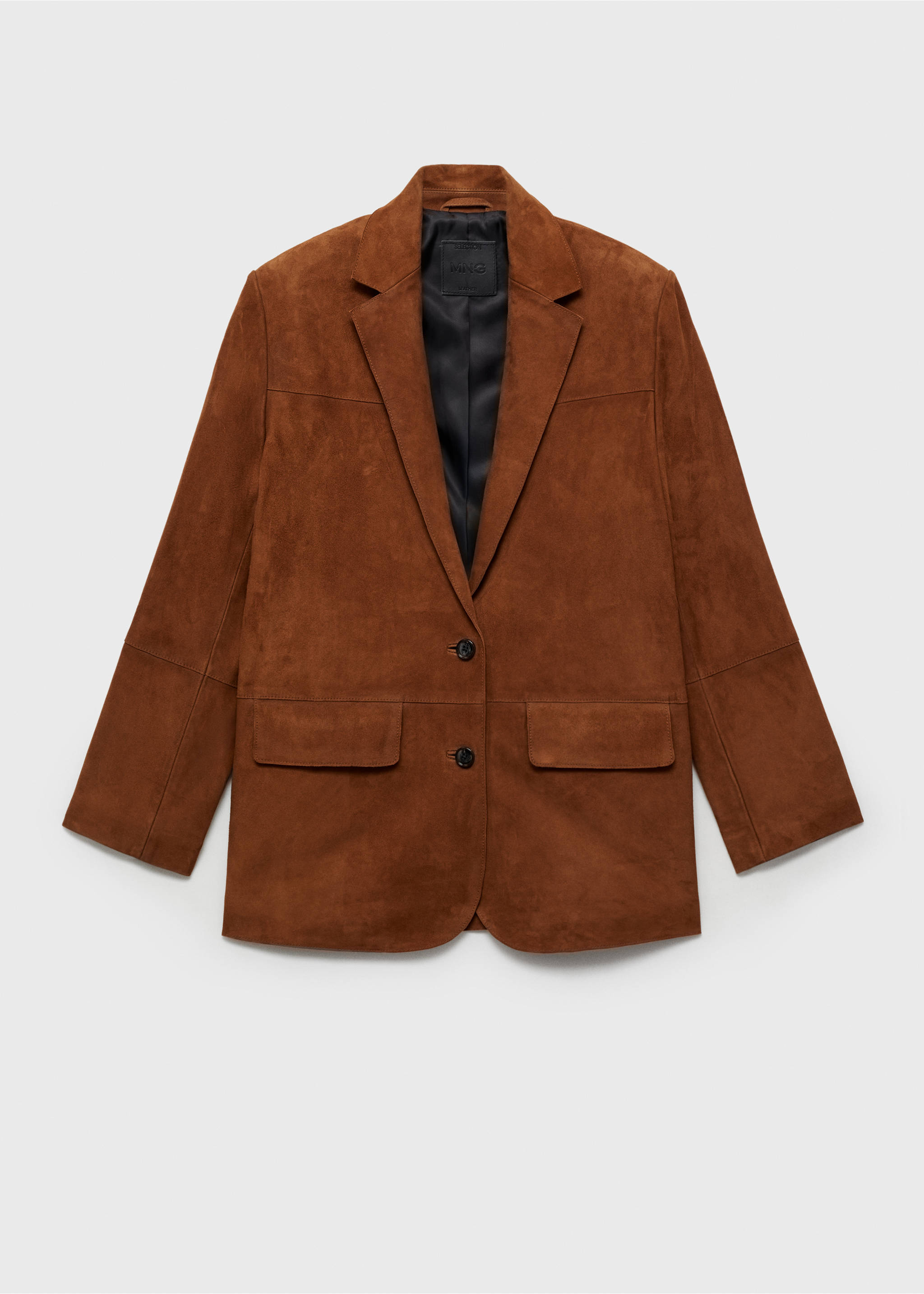 Blazer recta ante - Artículo sin modelo, Marrón tabaco. Ref: 87073653-00.