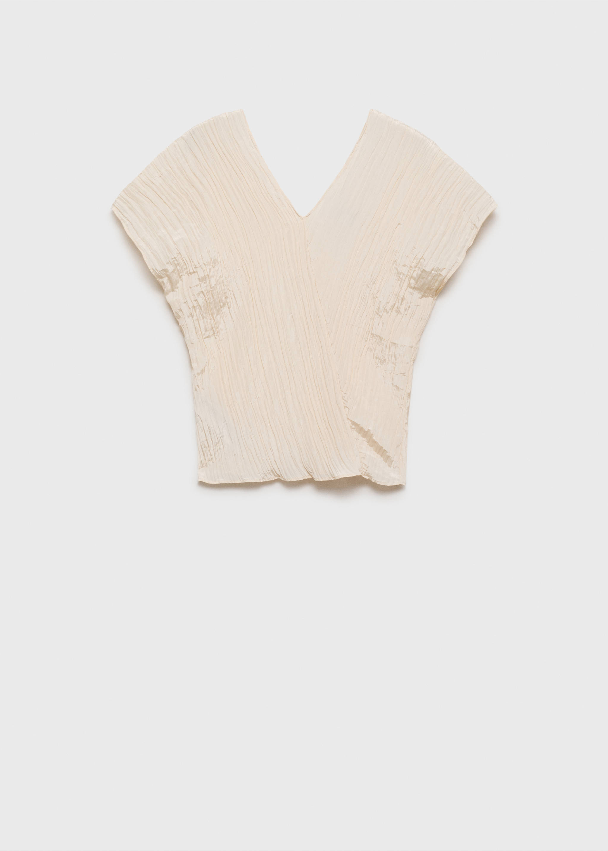 Wrinkled effect V-neck top - Article without model, Vanilla. Ref: 87074064-00.
