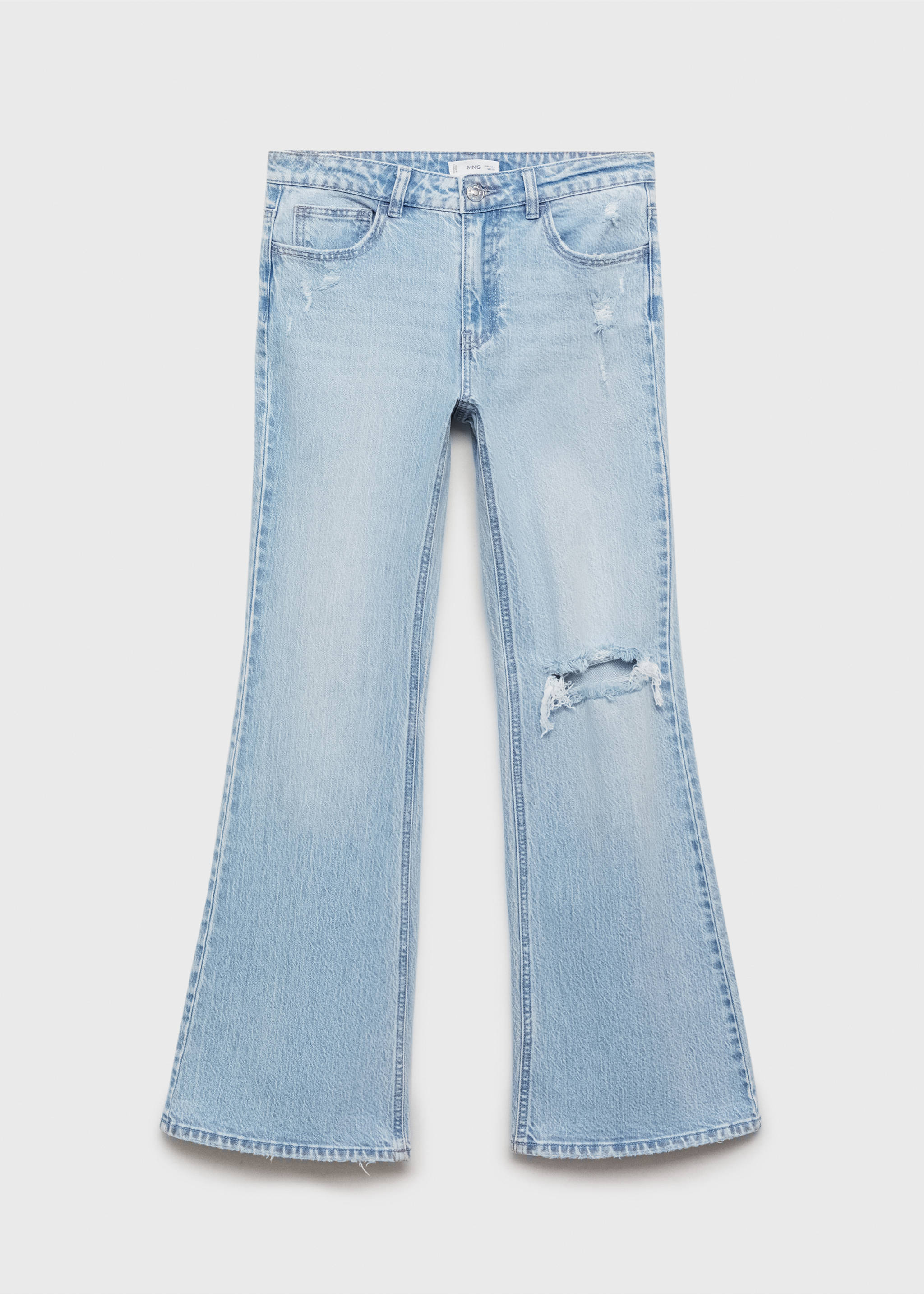 Flared jeans with decorative rips - Article without model, Light Blue. Ref: 87074066-00.