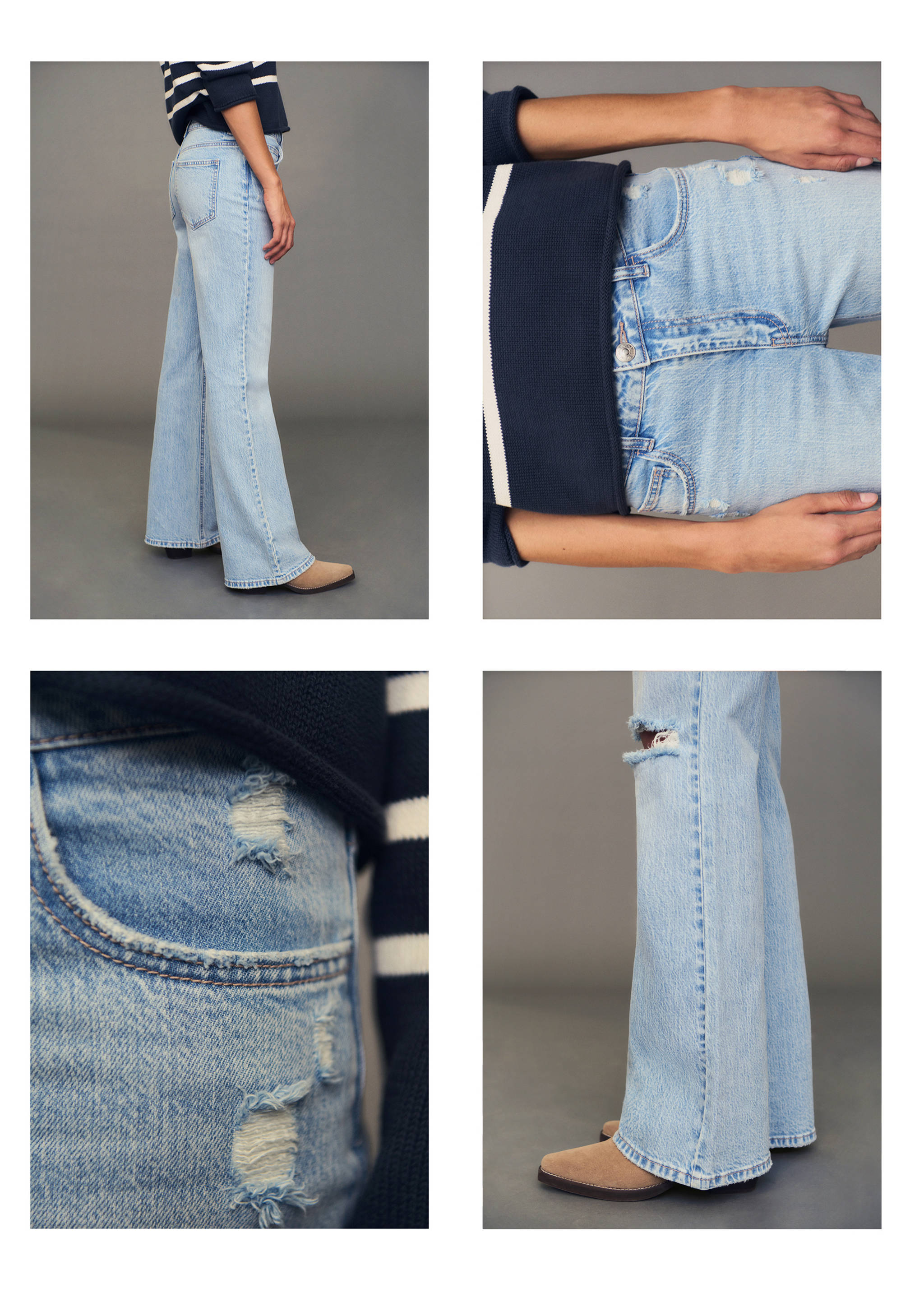 Flared jeans with decorative rips - Details of the article 5