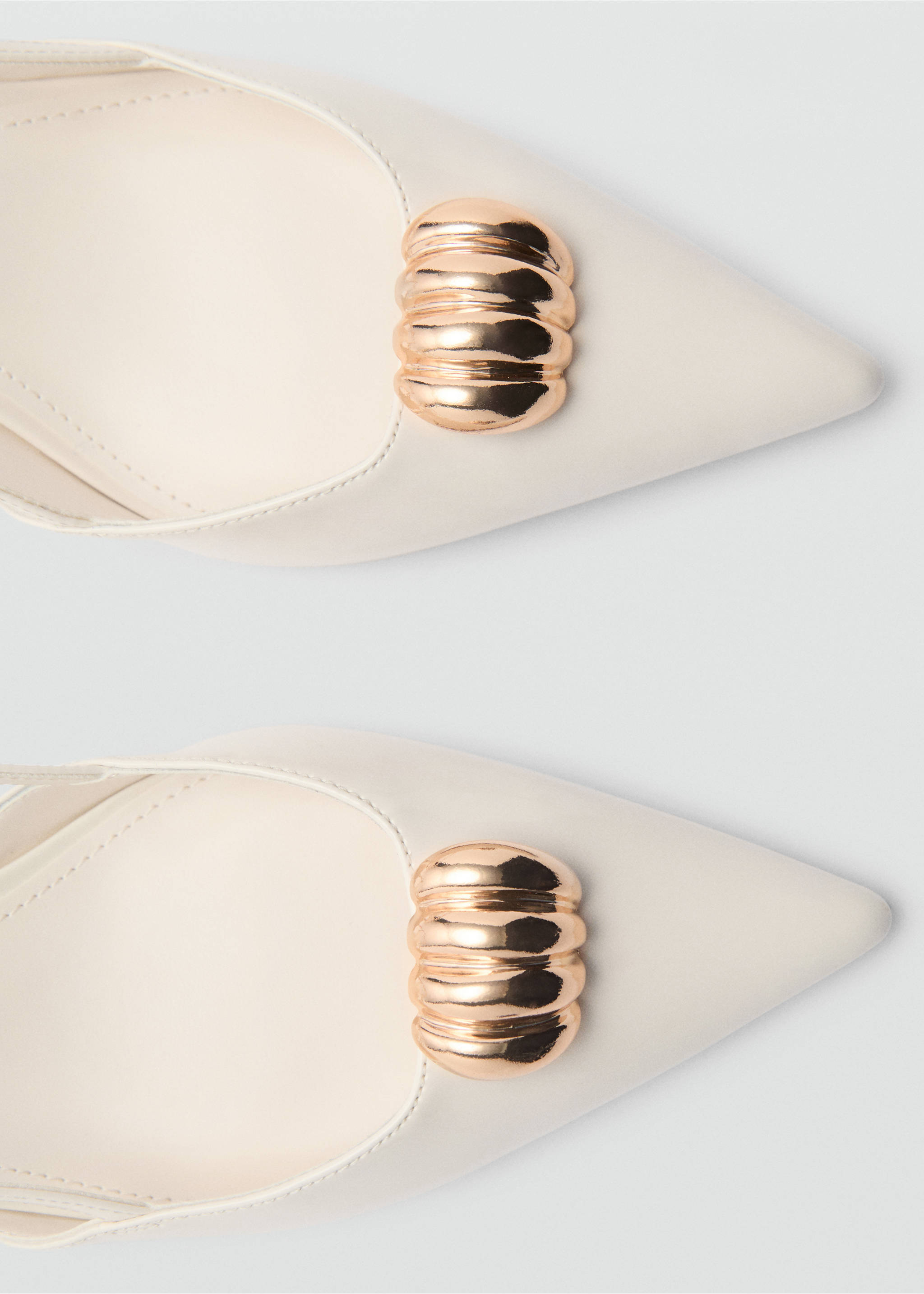 High-heeled shoes with metallic detail - Details of the article 1, White. Ref: 87074068-00.