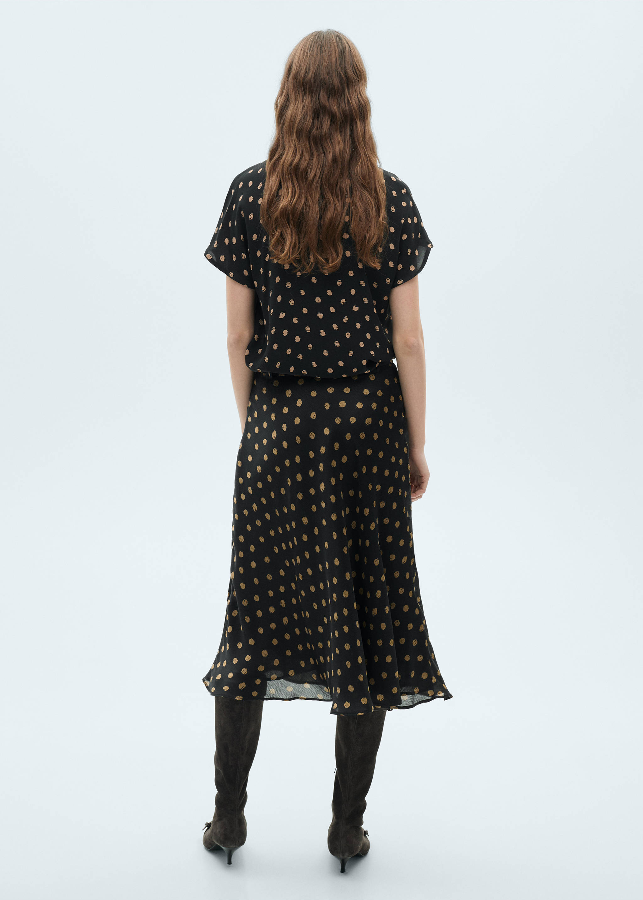 Falda midi topos - Reverso del artículo, Negro. Ref: 87074069-00.