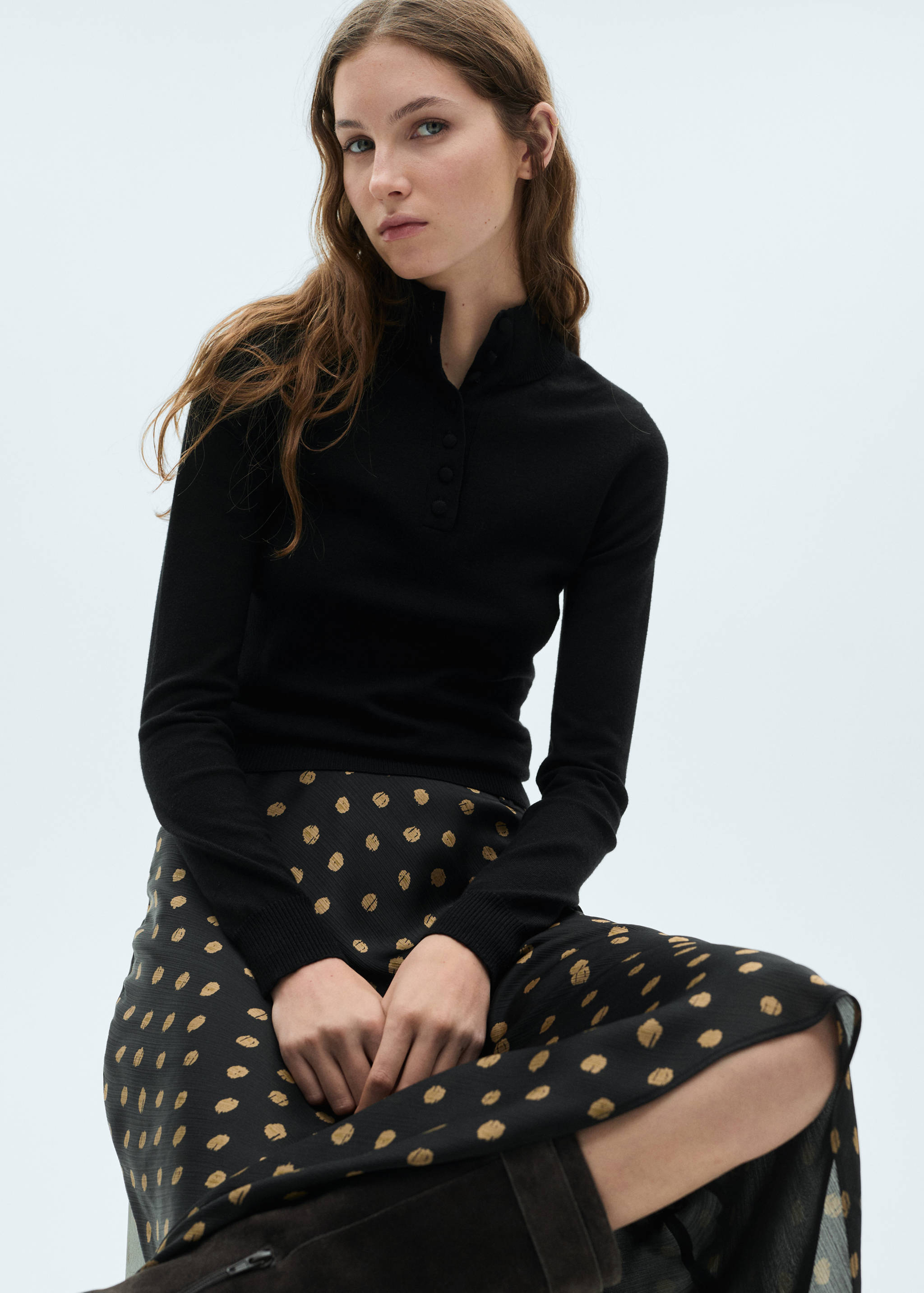 Polka-dot midi skirt - Details of the article 1