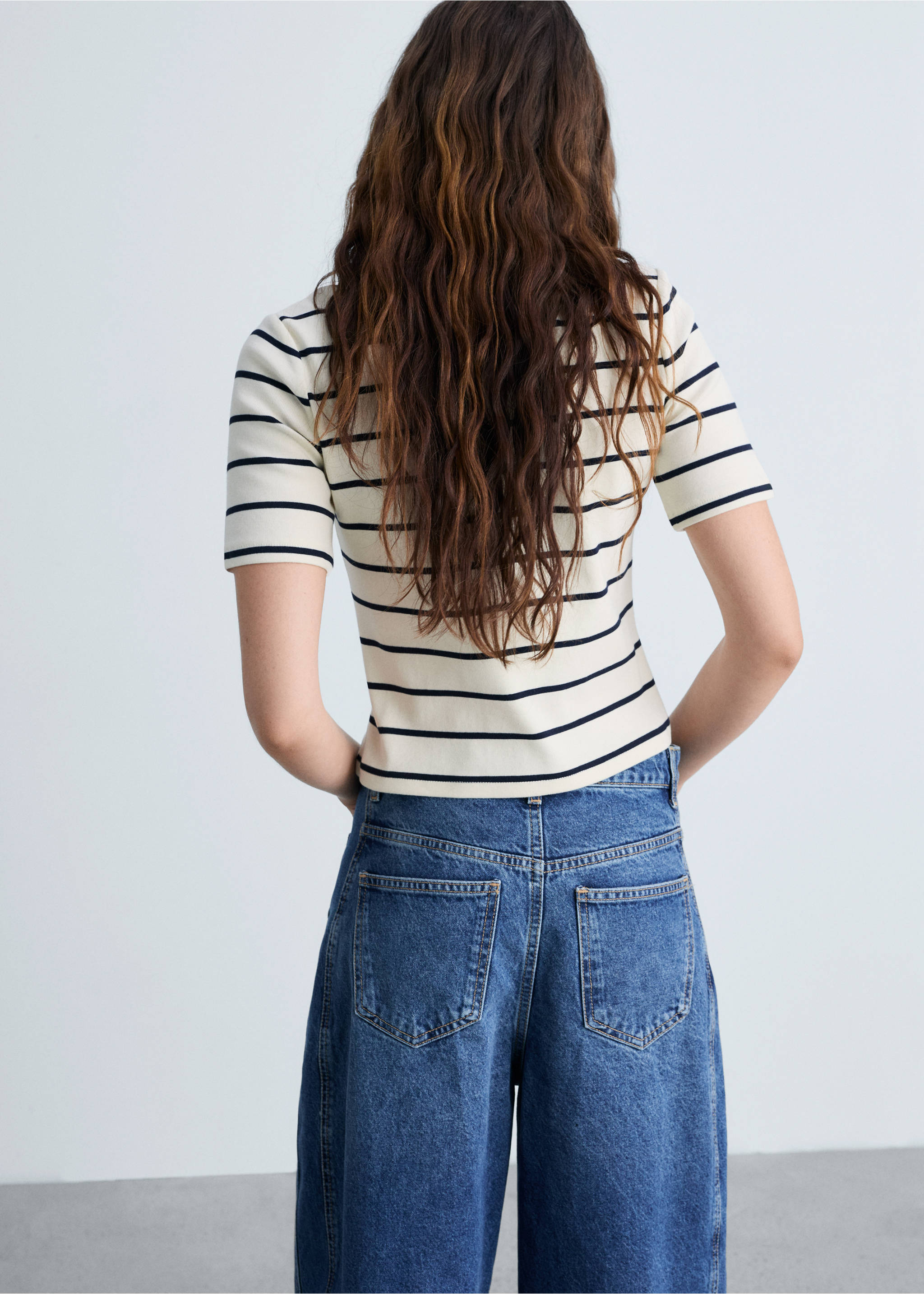 Striped cotton T-shirt - Reverse of the article, Ecru. Ref: 87074077-00.