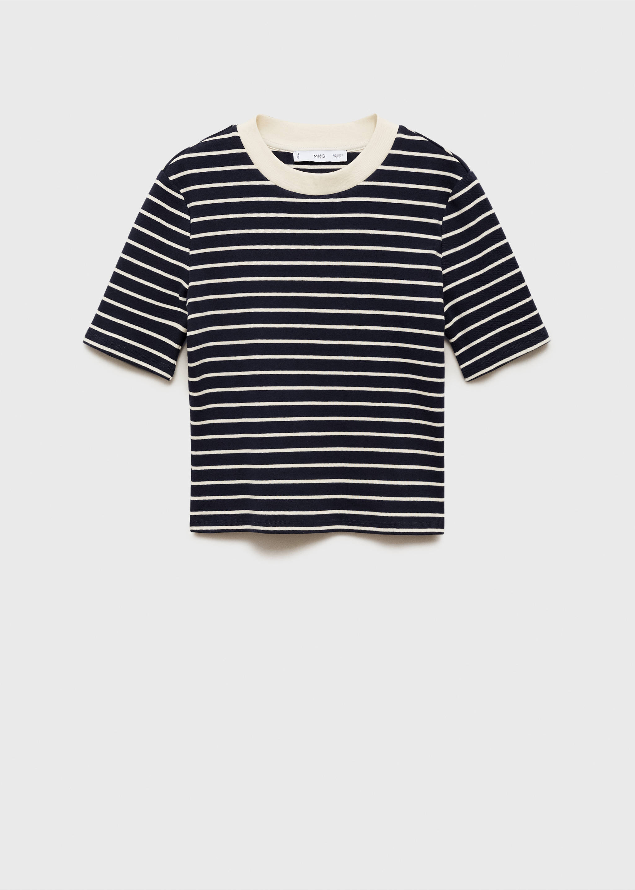 Striped cotton T-shirt - Article without model, Dark Navy. Ref: 87074077-00.